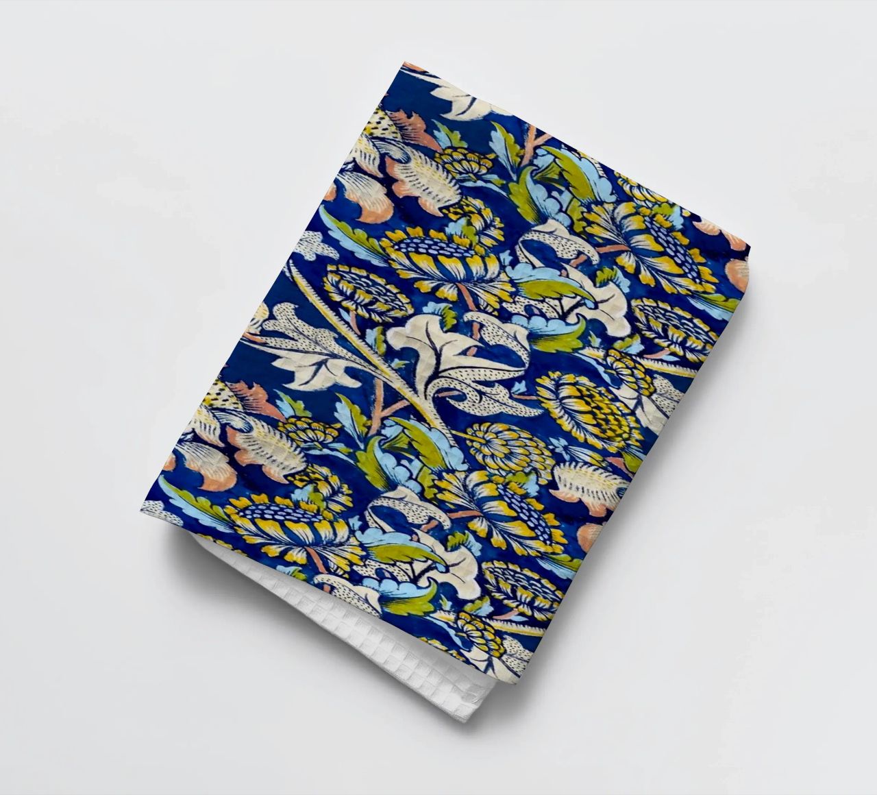 William Morris Floral Pattern - Art Nouveau Bleu & Jaune torchon de ClubArt