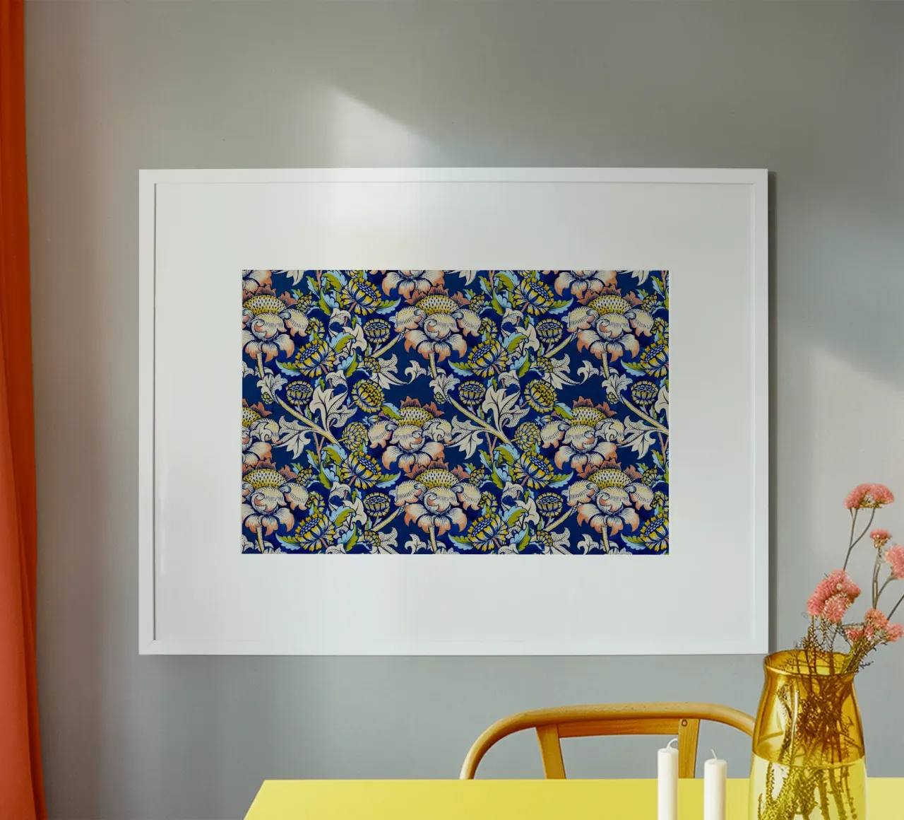 William Morris - Motivo floreale - Art Nouveau blu e giallo poster da ClubArt