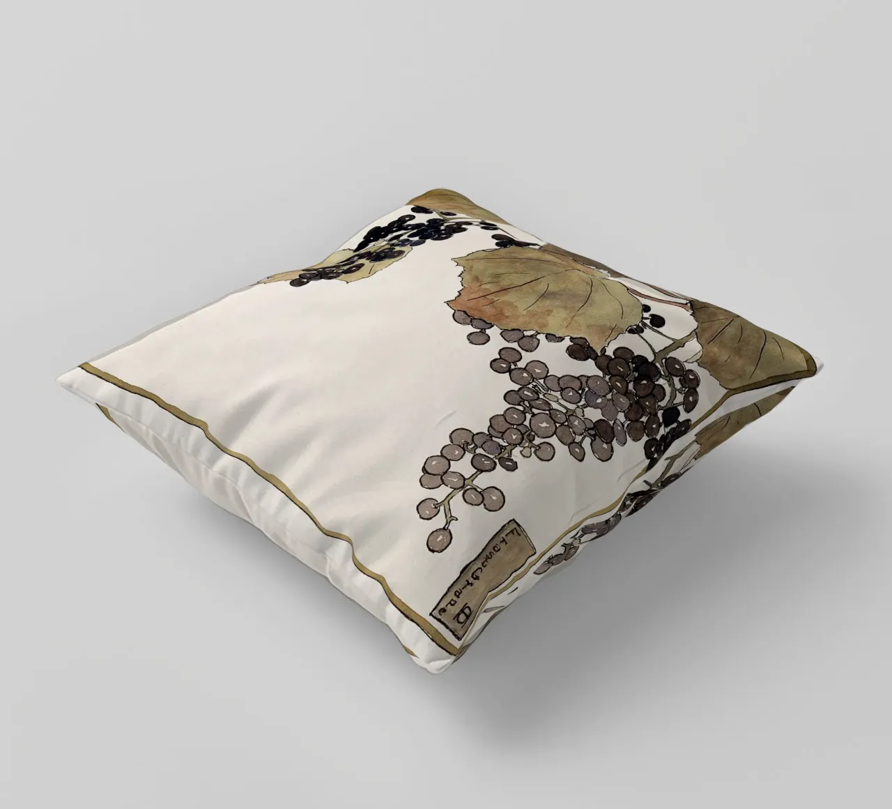 Hannah Overbeck: Frost Grape - Arts & Crafts Botanical (1915 decorative cushion by ClubArt