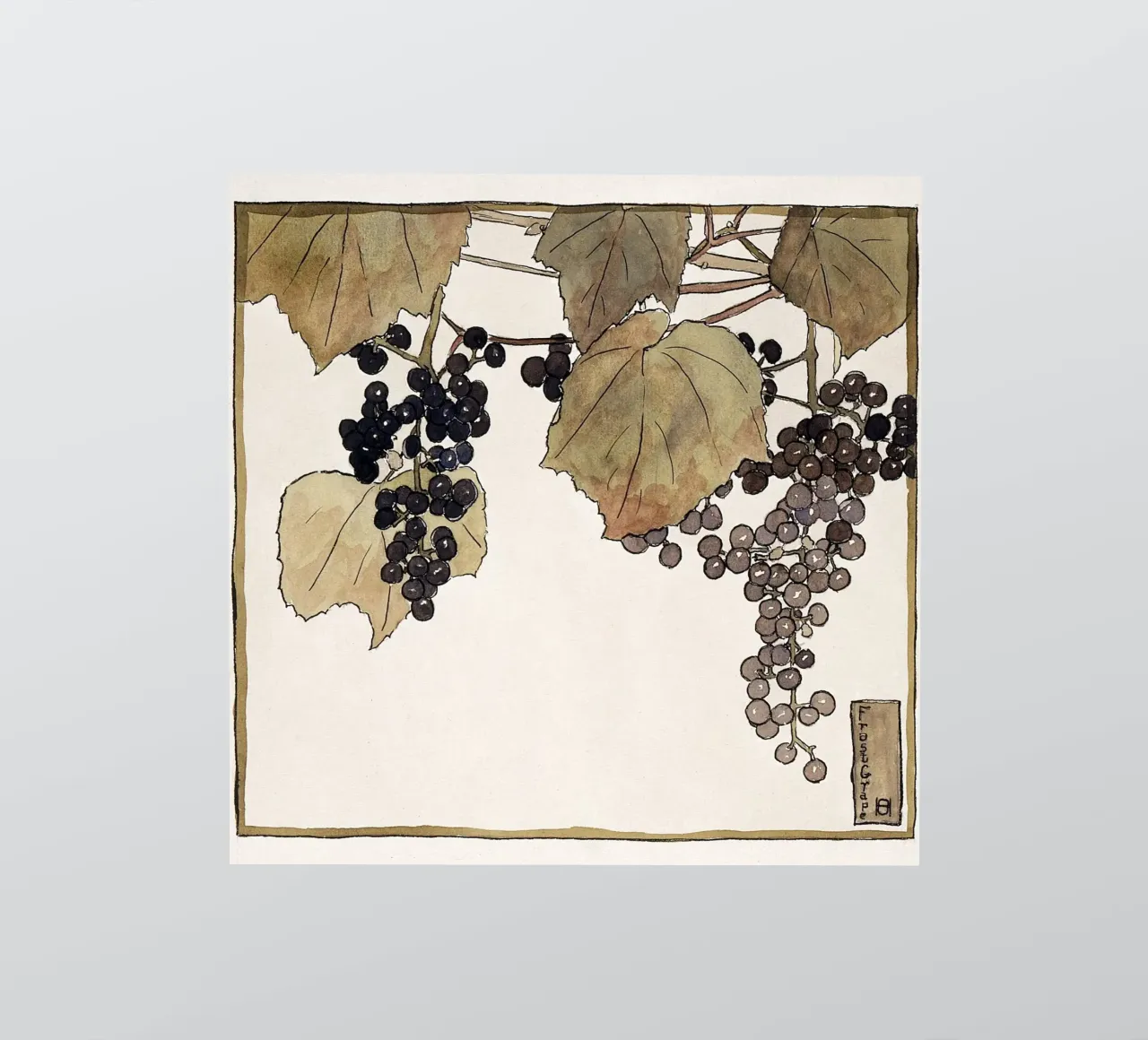 Hannah Overbeck: Frost Grape - Arts & Crafts Botanical (1915 sticker by ClubArt