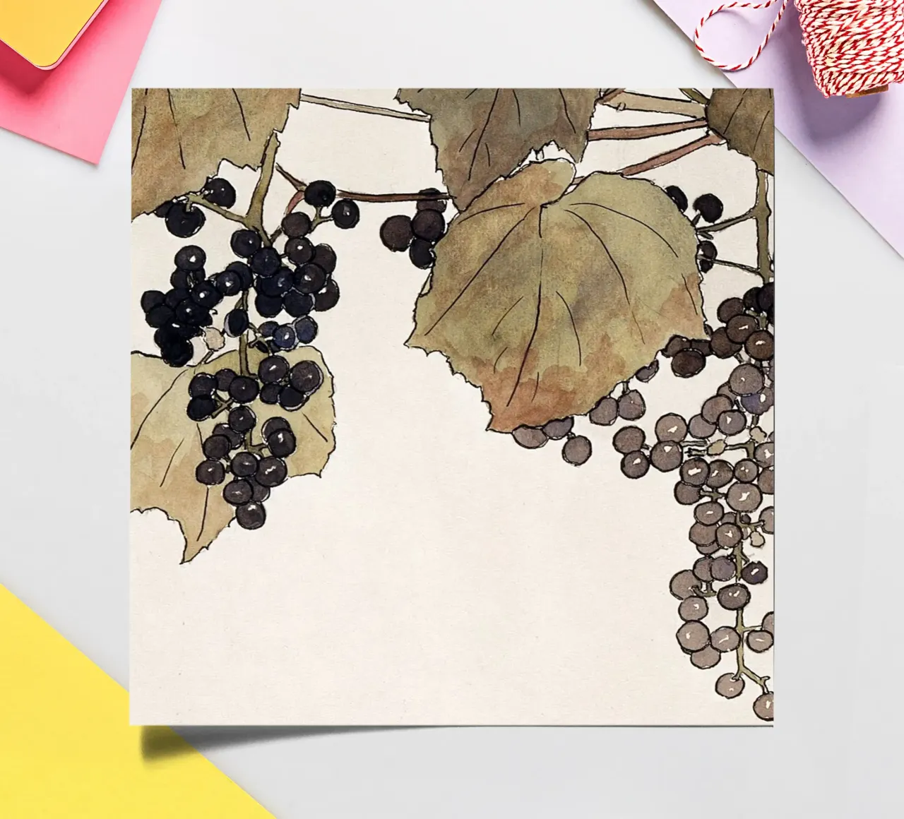 Hannah Overbeck: Frost Grape - Arts & Crafts Botanical (1915 sticker sheet by ClubArt
