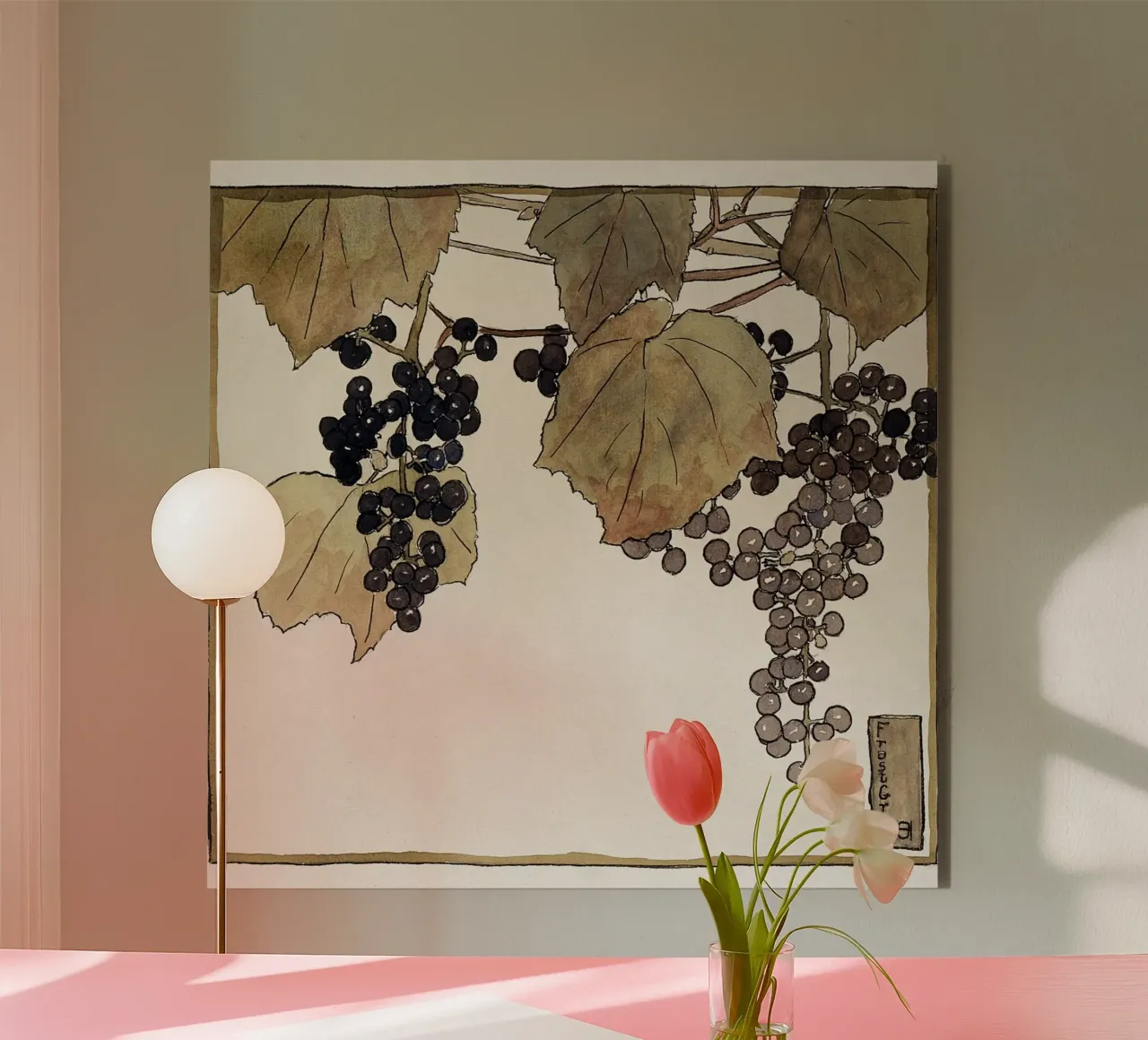 Hannah Overbeck: Frost Grape - Arts & Crafts Botanical (1915 alu-dibond by ClubArt