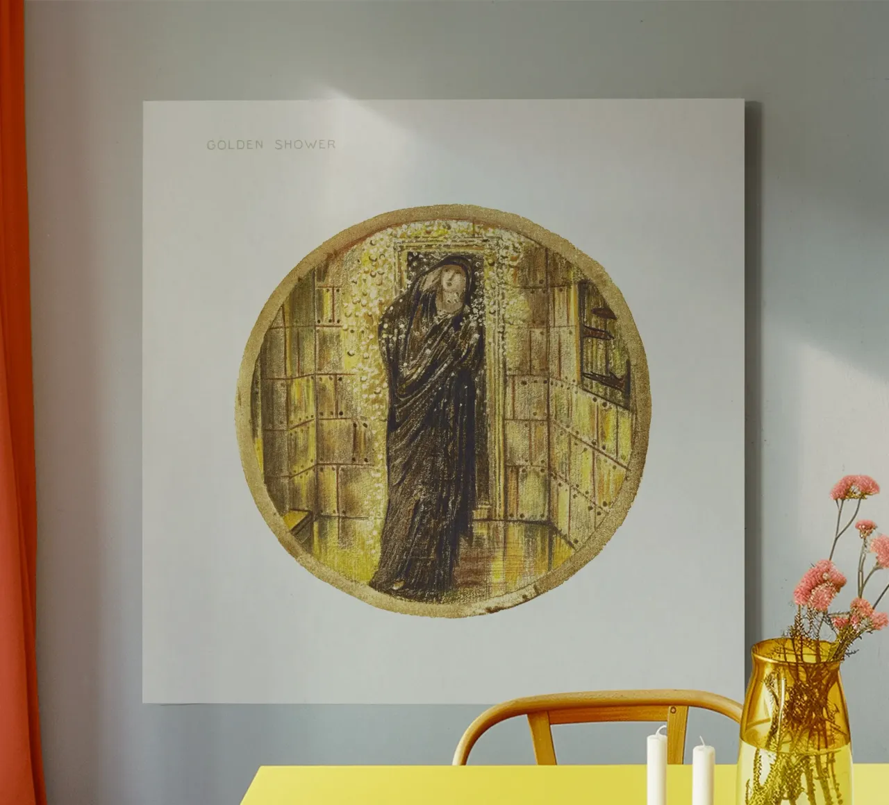 Burne-Jones: Golden Shower - Symbolist Flower Book Art (1905 canvas with Floater frame by ClubArt