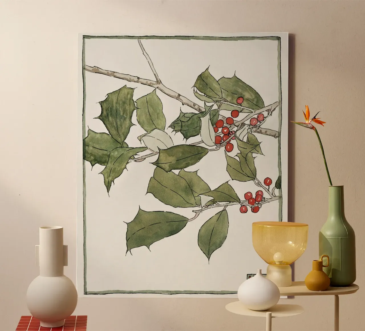 Hannah Overbeck: Hulst - Arts & Crafts Botanisch (1915) canvas met Baklijst van ClubArt