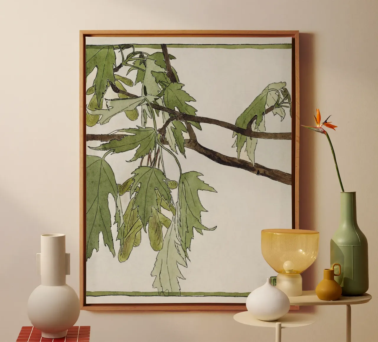 Hannah Overbeck: Ahorn - Kunstgewerbe Botanisch (1915) Leinwand mit Schattenfugenrahmen von ClubArt