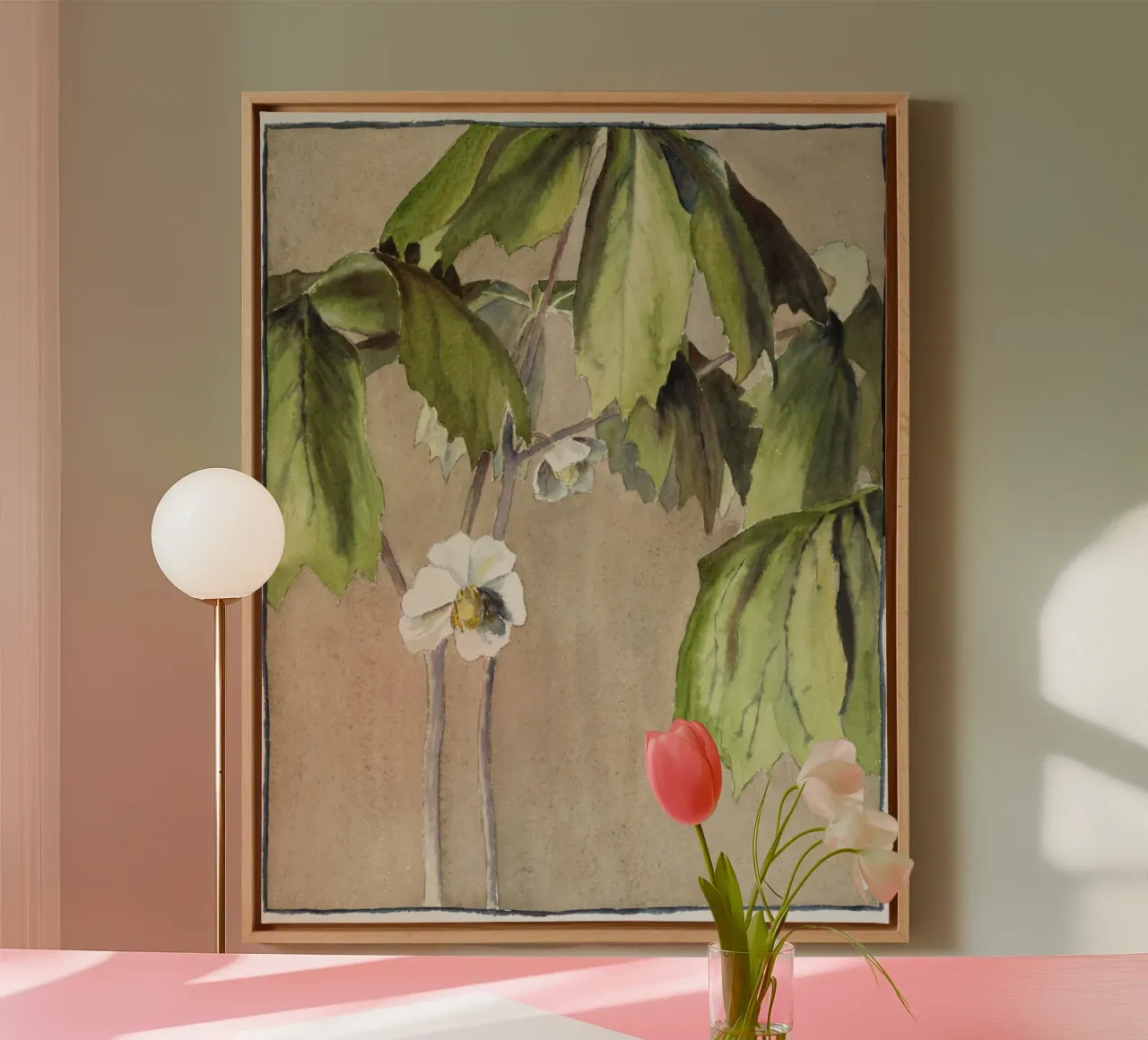 Hannah Overbeck: Maiapfel - Kunsthandwerkliche Botanik (1915) Leinwand mit Schattenfugenrahmen von ClubArt