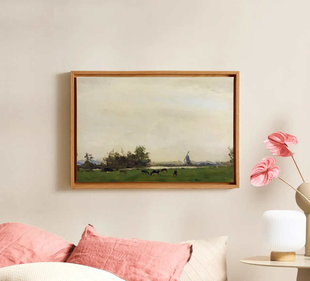 Dijsselhof: Weidelandschap, Spaarne - Nederlands Realisme Kunst canvas met Baklijst van ClubArt