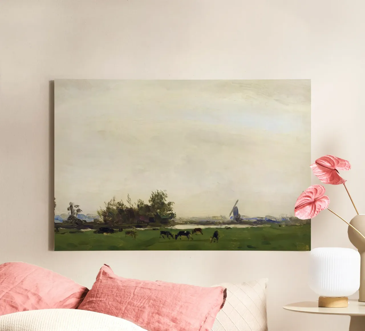 Dijsselhof: Weidelandschap, Spaarne - Nederlands Realisme Kunst canvas met Baklijst van ClubArt