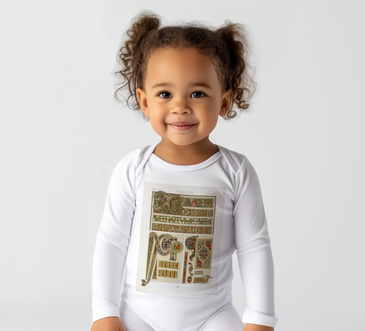 Albert Racine: Medieval Illumination - Celtic Knot Pattern long-sleeve baby romper by ClubArt