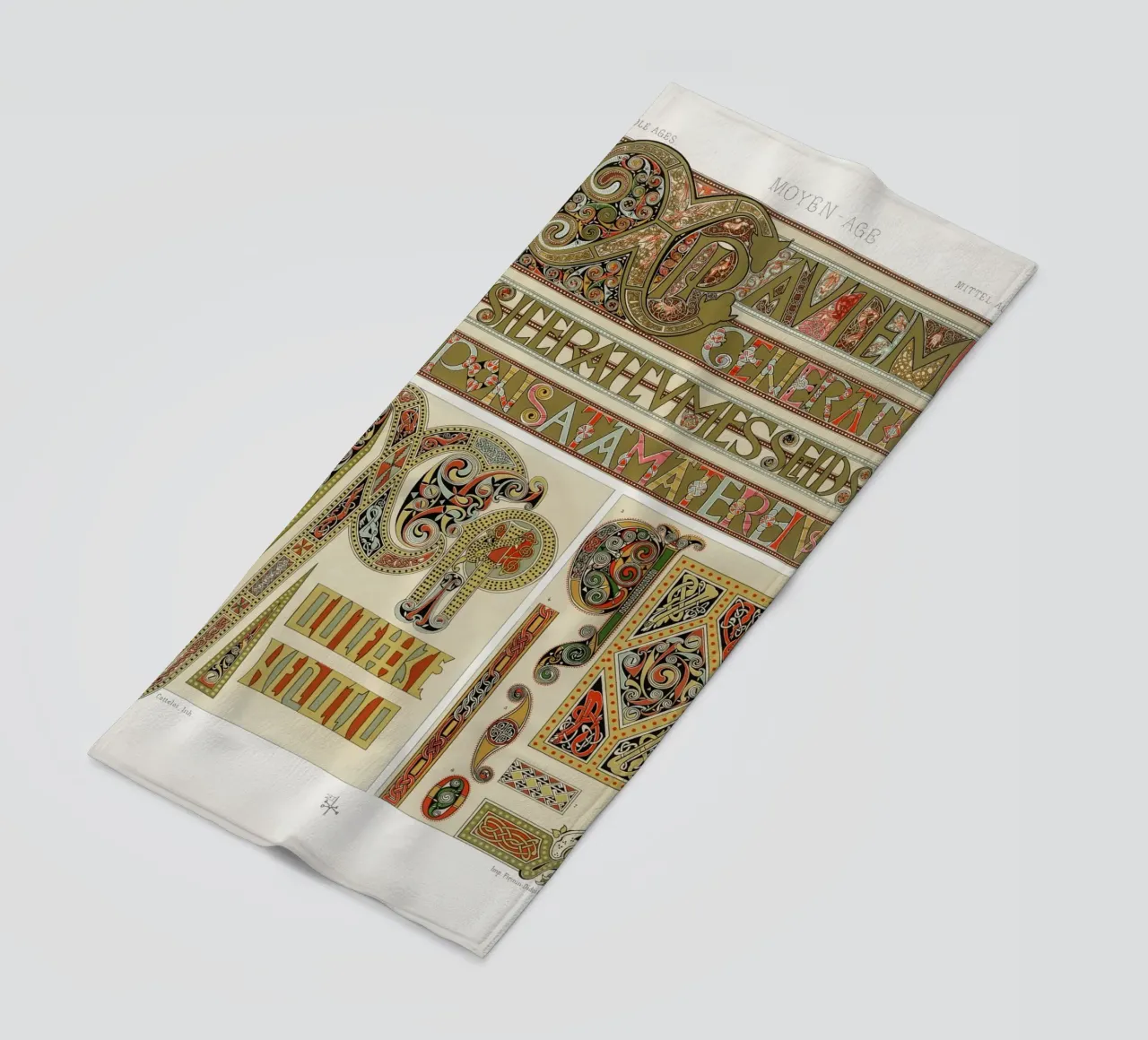 Albert Racine: Medieval Illumination - Celtic Knot Pattern beach towel by ClubArt
