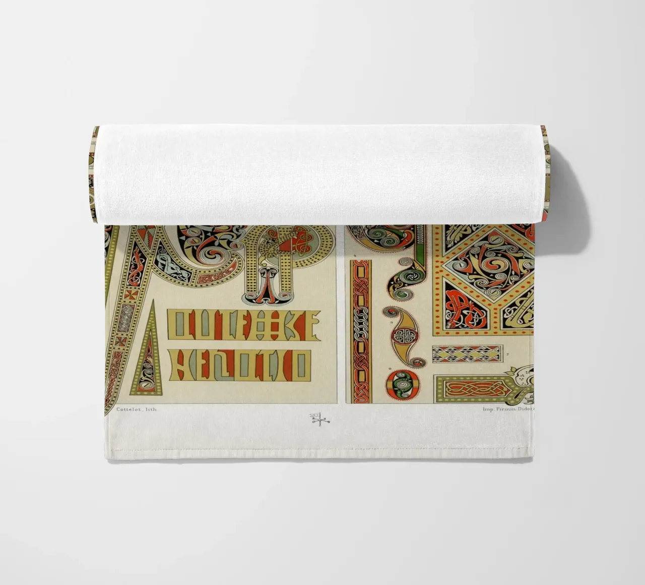 Albert Racine: Medieval Illumination - Celtic Knot Pattern beach towel by ClubArt