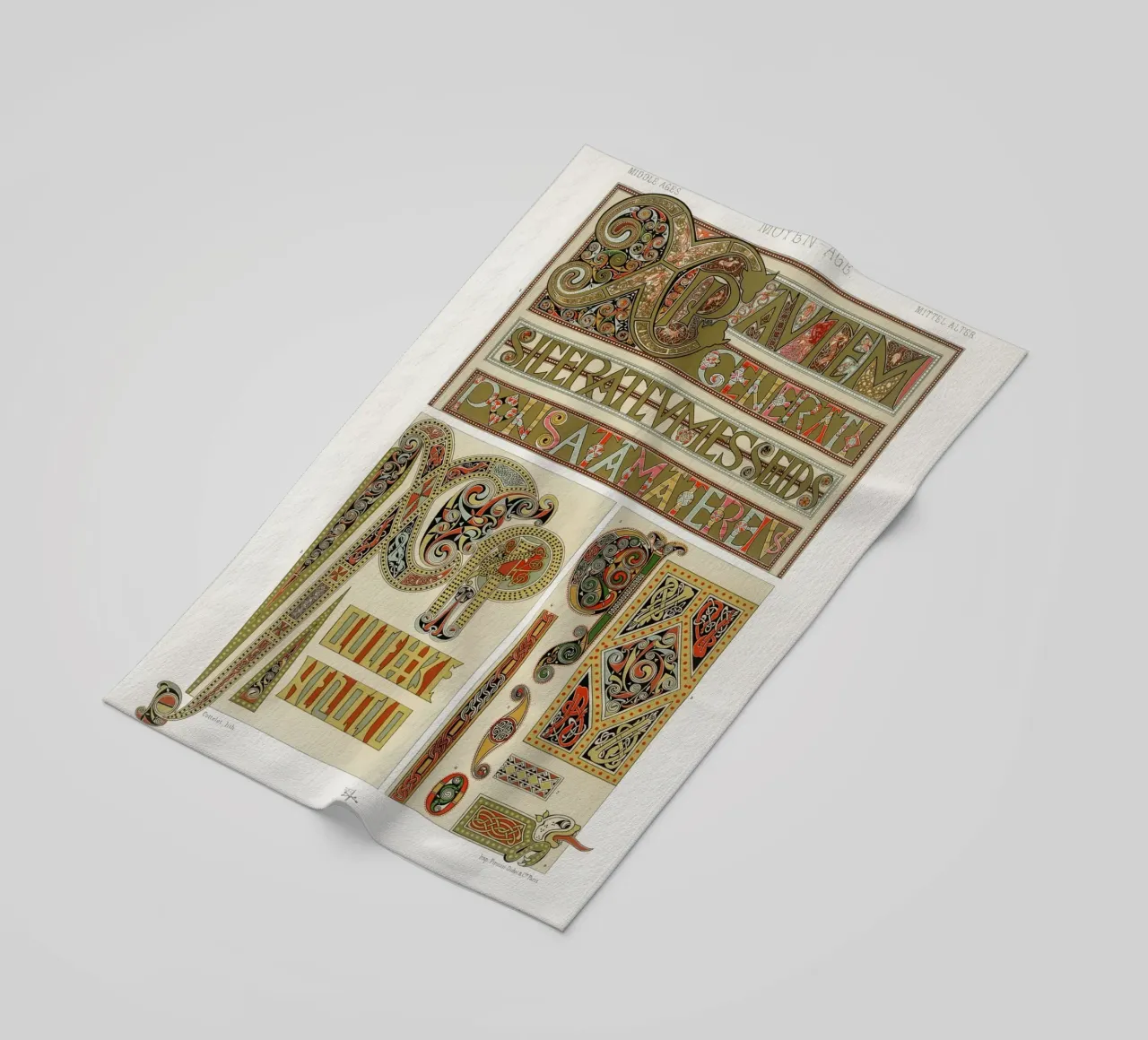 Albert Racine: Medieval Illumination - Celtic Knot Pattern beach towel by ClubArt