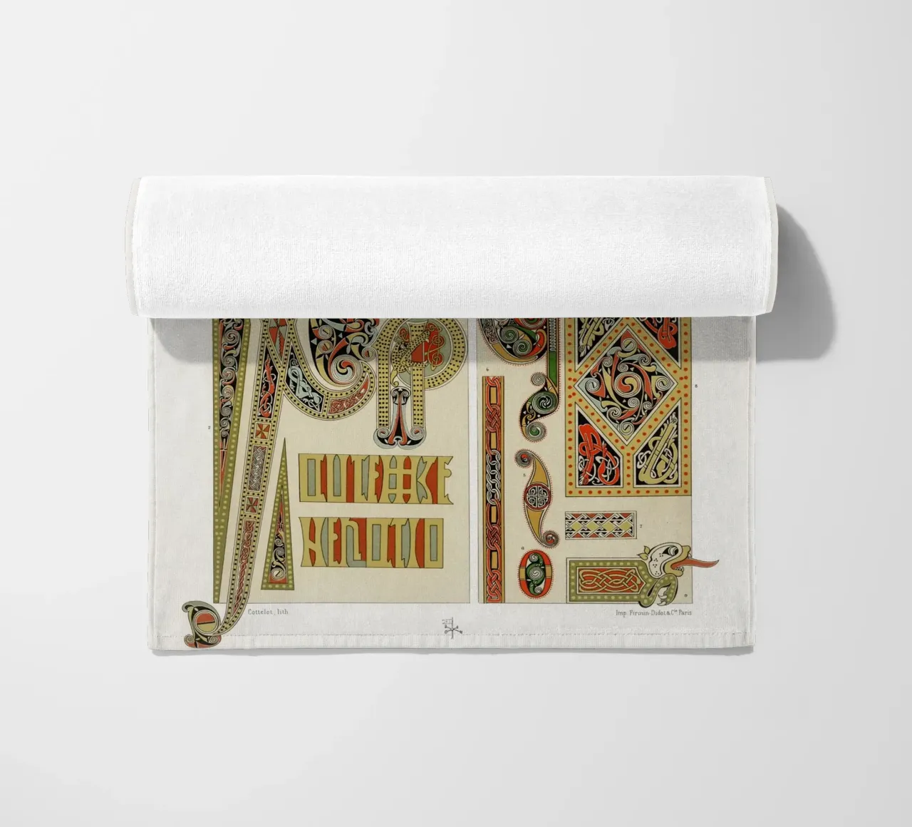 Albert Racine: Medieval Illumination - Celtic Knot Pattern beach towel by ClubArt
