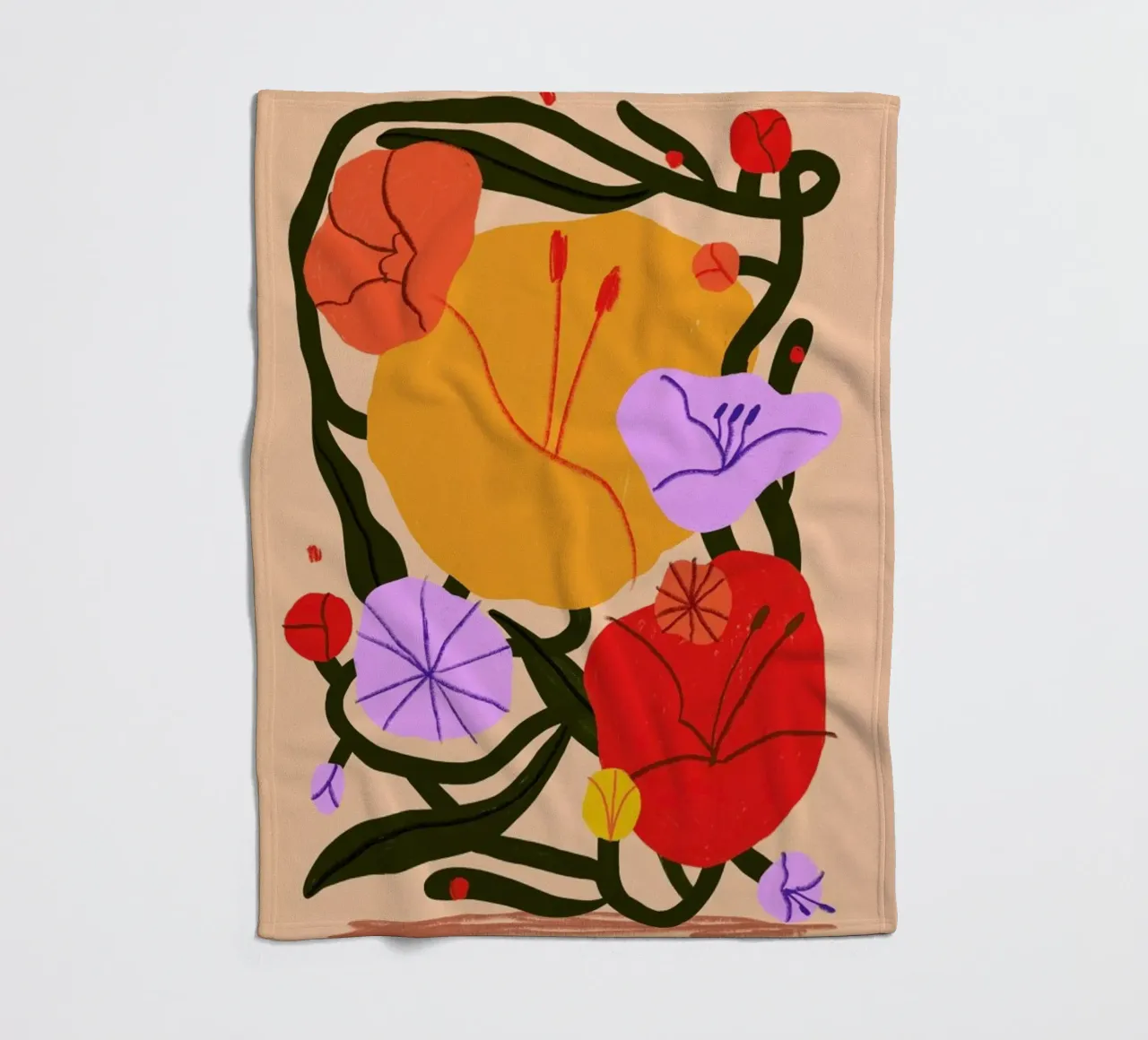 Popping Poppies coperta in pile da Pure