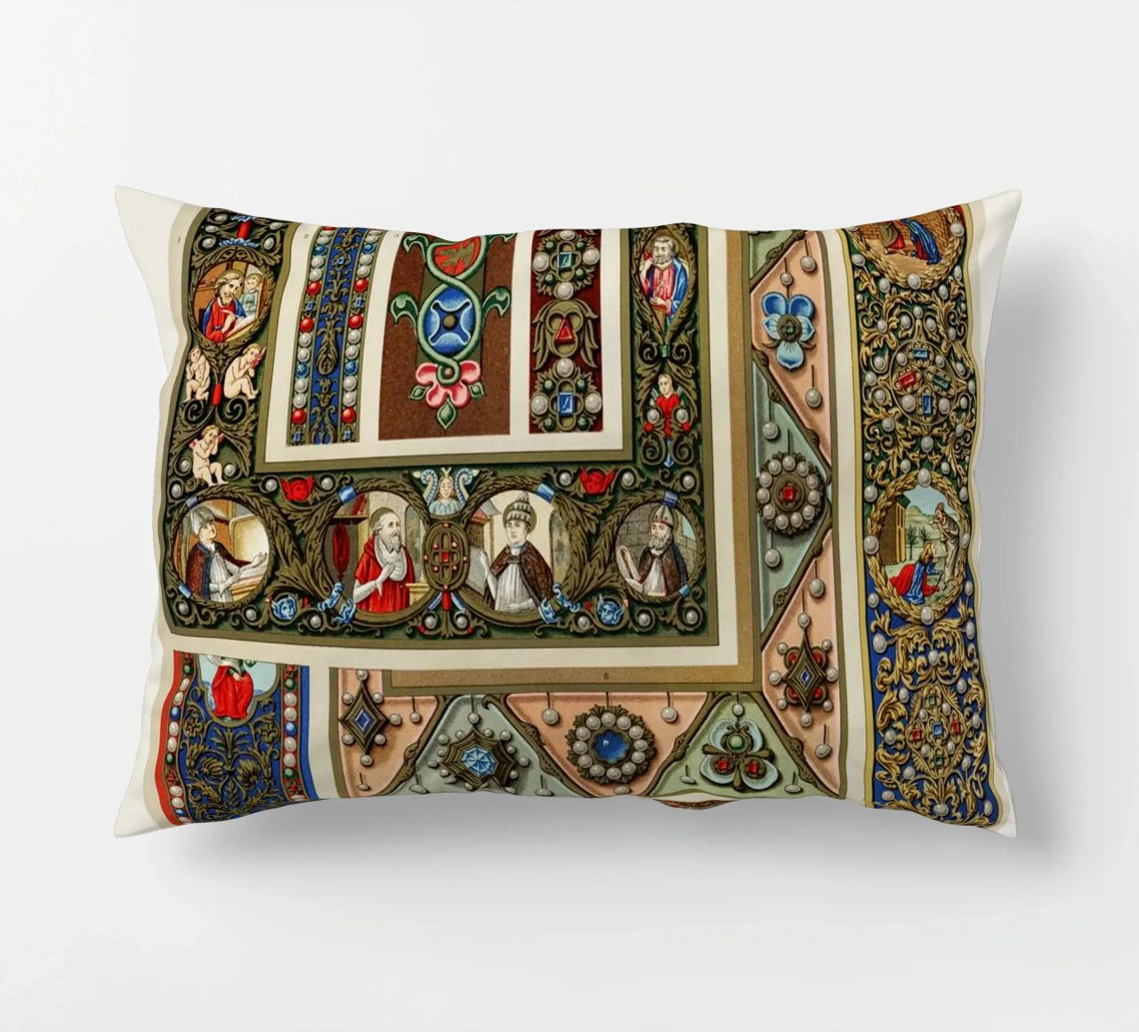 Albert Racine: Medieval Ornaments - Illuminated Manuscript A decorative cushion by ClubArt