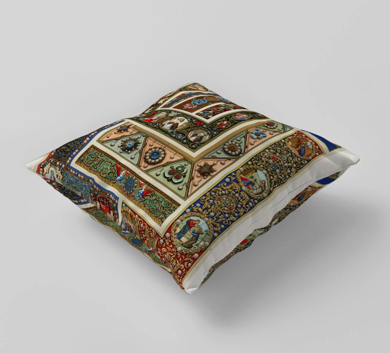 Albert Racine: Medieval Ornaments - Illuminated Manuscript A decorative cushion by ClubArt