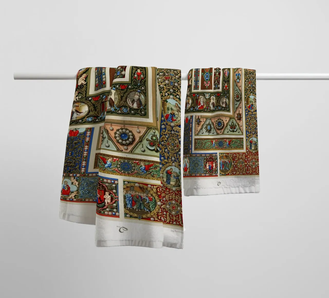 Albert Racine: Medieval Ornaments - Illuminated Manuscript A towel by ClubArt