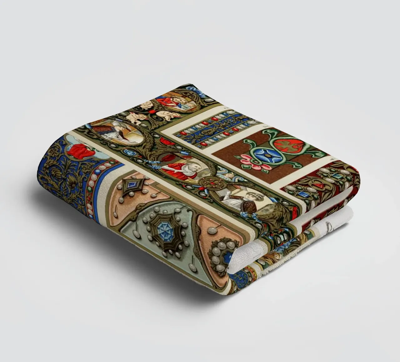 Albert Racine: Medieval Ornaments - Illuminated Manuscript A towel by ClubArt