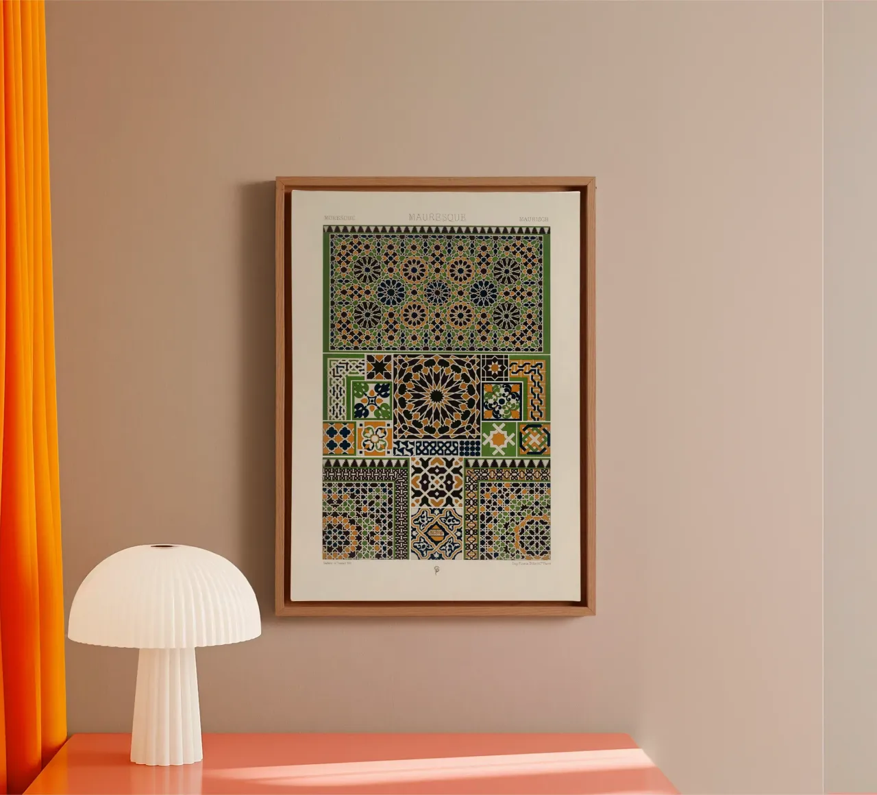 Albert Racine: Moresque Patterns - Vintage Islamic Geometric tela con Cornice a cassetta da ClubArt
