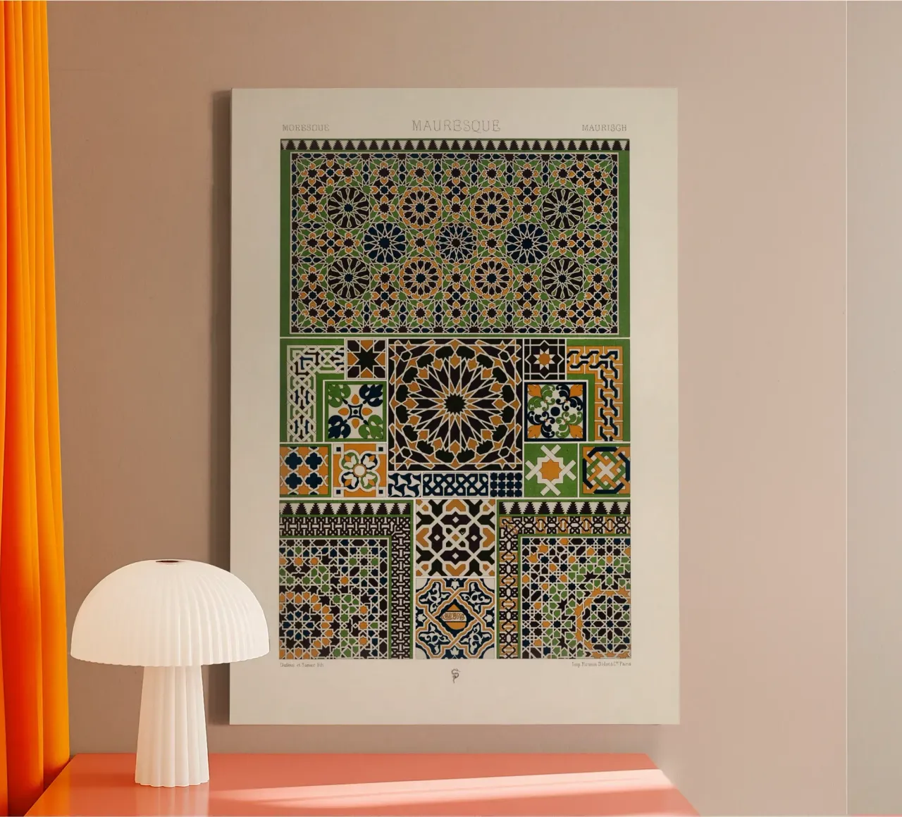 Albert Racine: Moresque Patterns - Vintage Islamic Geometric tela con Cornice a cassetta da ClubArt