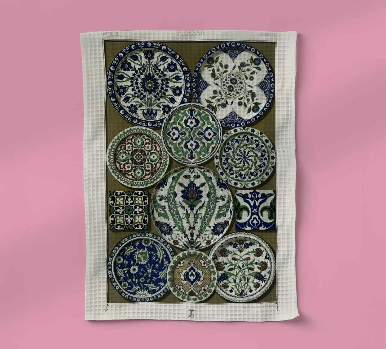 Albert Racine: Persian Plate Patterns - Vintage Islamic Art tea towel by ClubArt