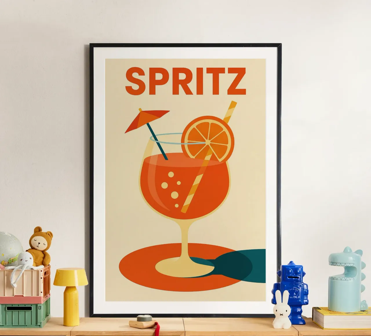 SPRITZ - Aperitivi al sole poster con telaio in alluminio da Boissons - Affiches & posters - Retro