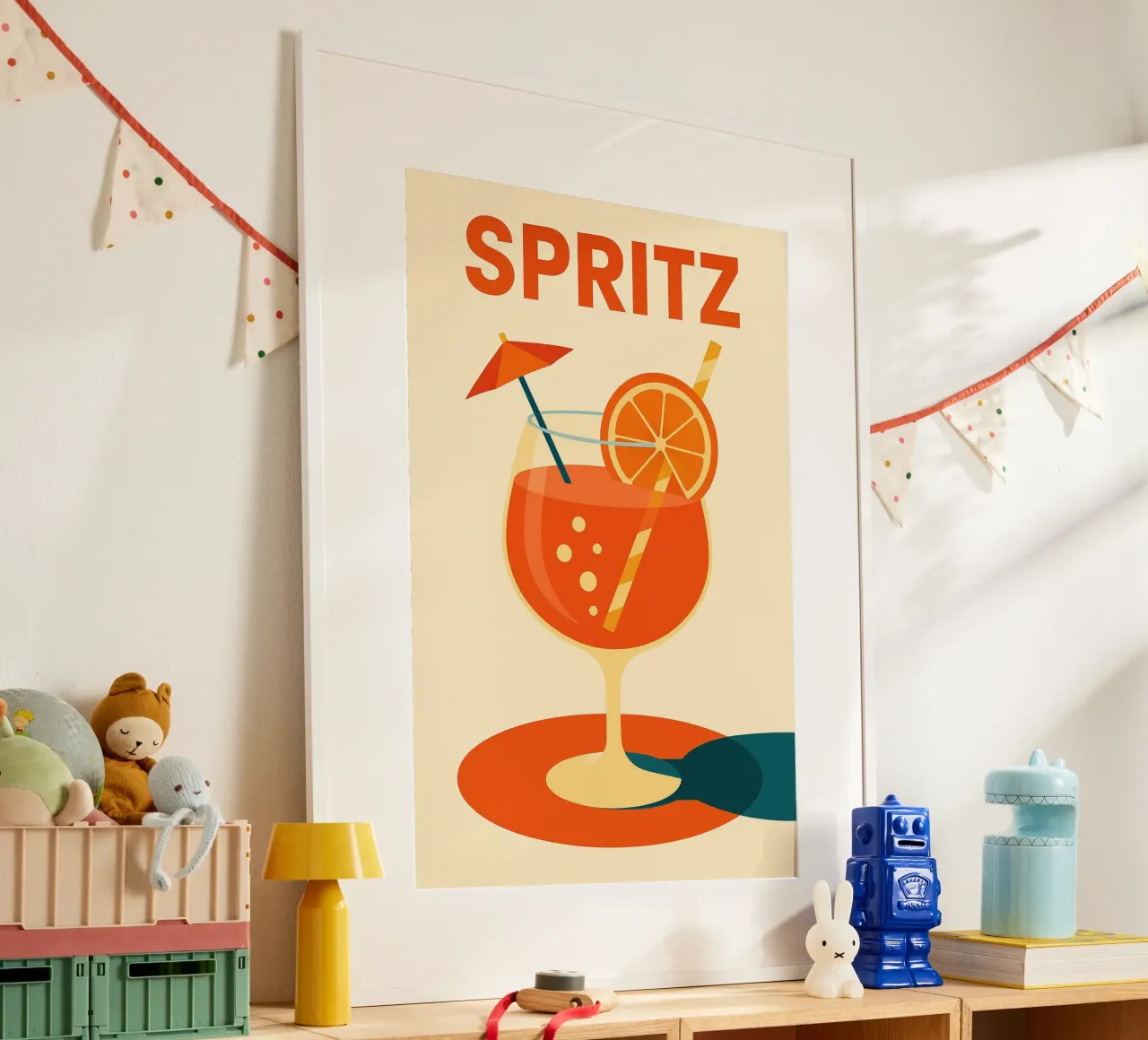 SPRITZ - Aperitivi al sole poster con telaio in alluminio da Boissons - Affiches & posters - Retro