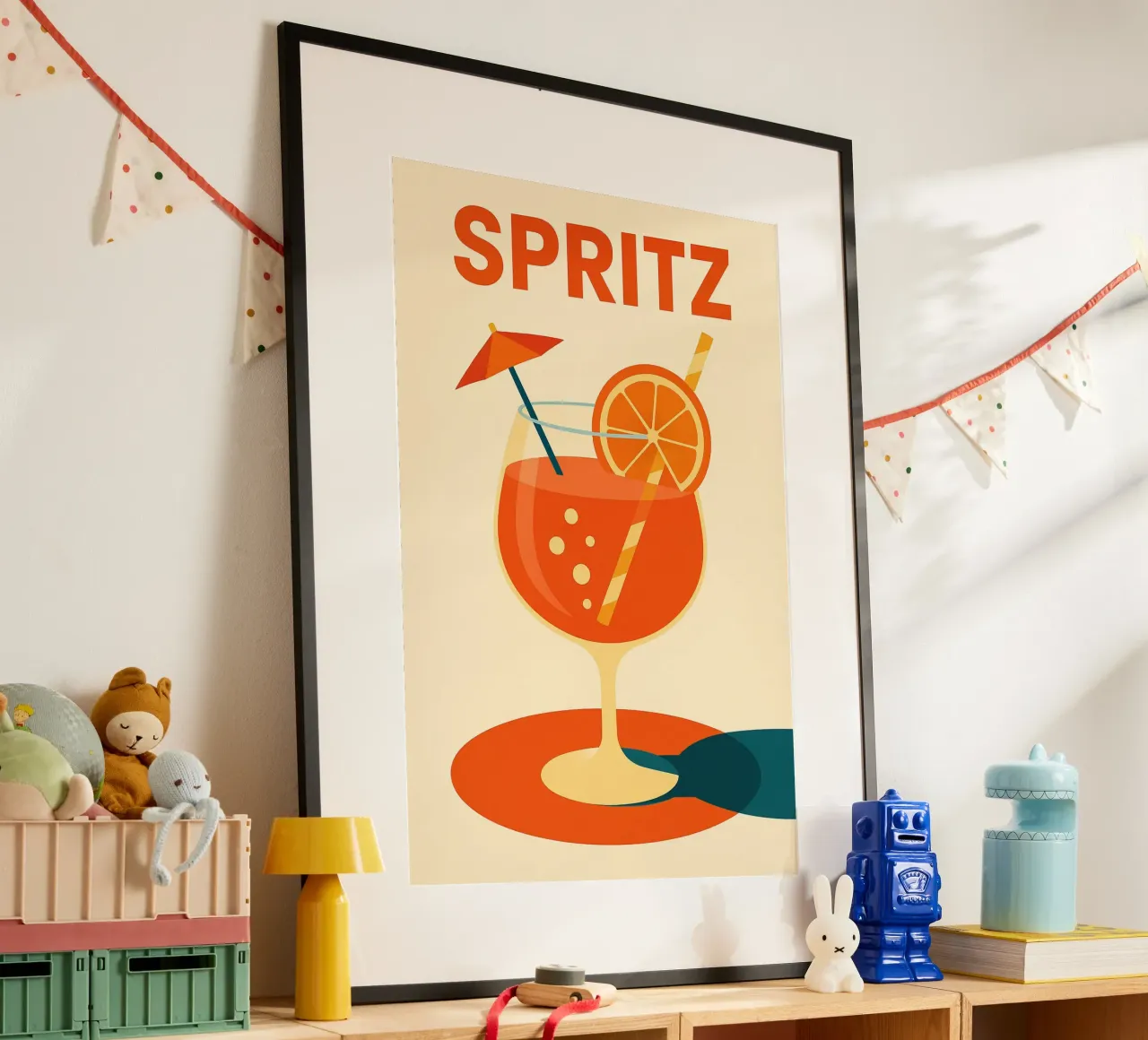 SPRITZ - Aperitivi al sole poster con telaio in alluminio da Boissons - Affiches & posters - Retro