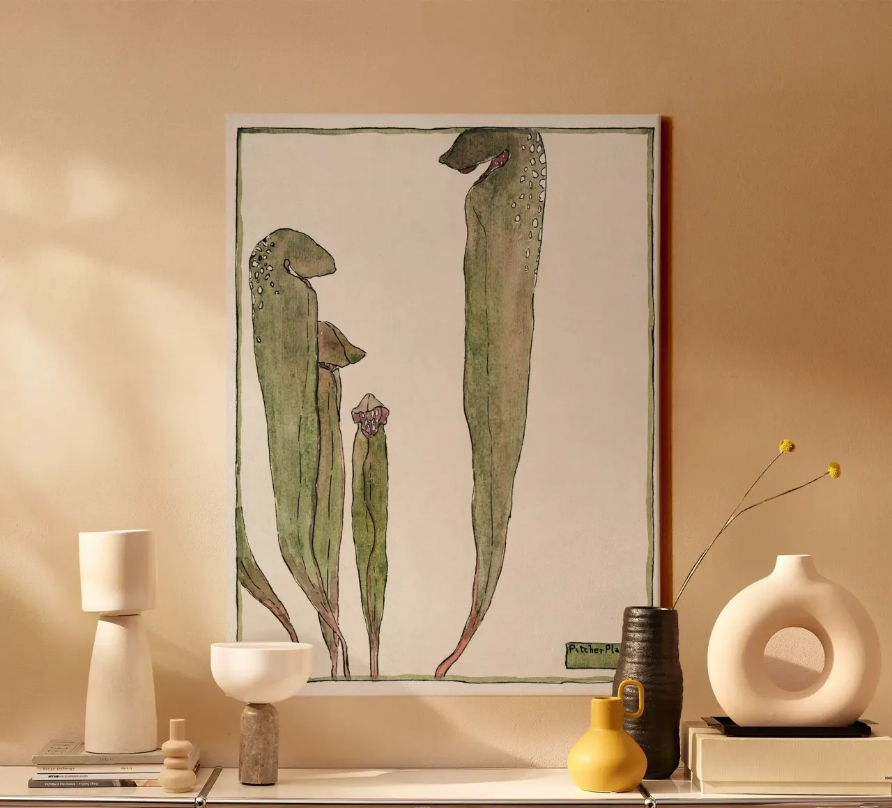 Hannah Overbeck: Kruikplant - Arts & Crafts Botanical (19 canvas met Baklijst van ClubArt