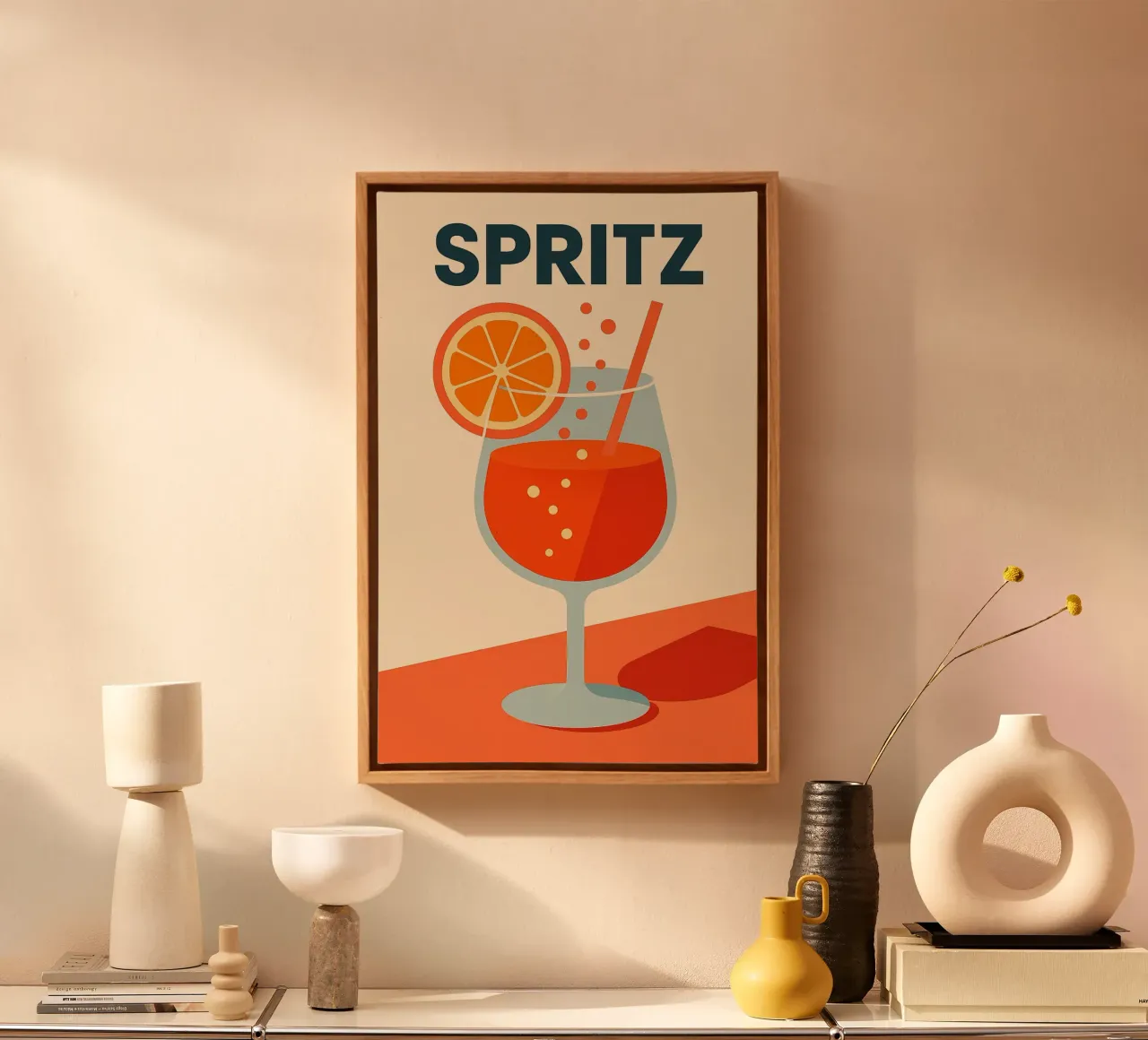 SPRITZ - Una nuova illustrazione del cocktail di culto tela con Cornice a cassetta da Boissons - Affiches & posters - Retro