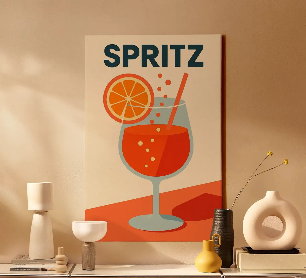 SPRITZ - Una nuova illustrazione del cocktail di culto tela con Cornice a cassetta da Boissons - Affiches & posters - Retro