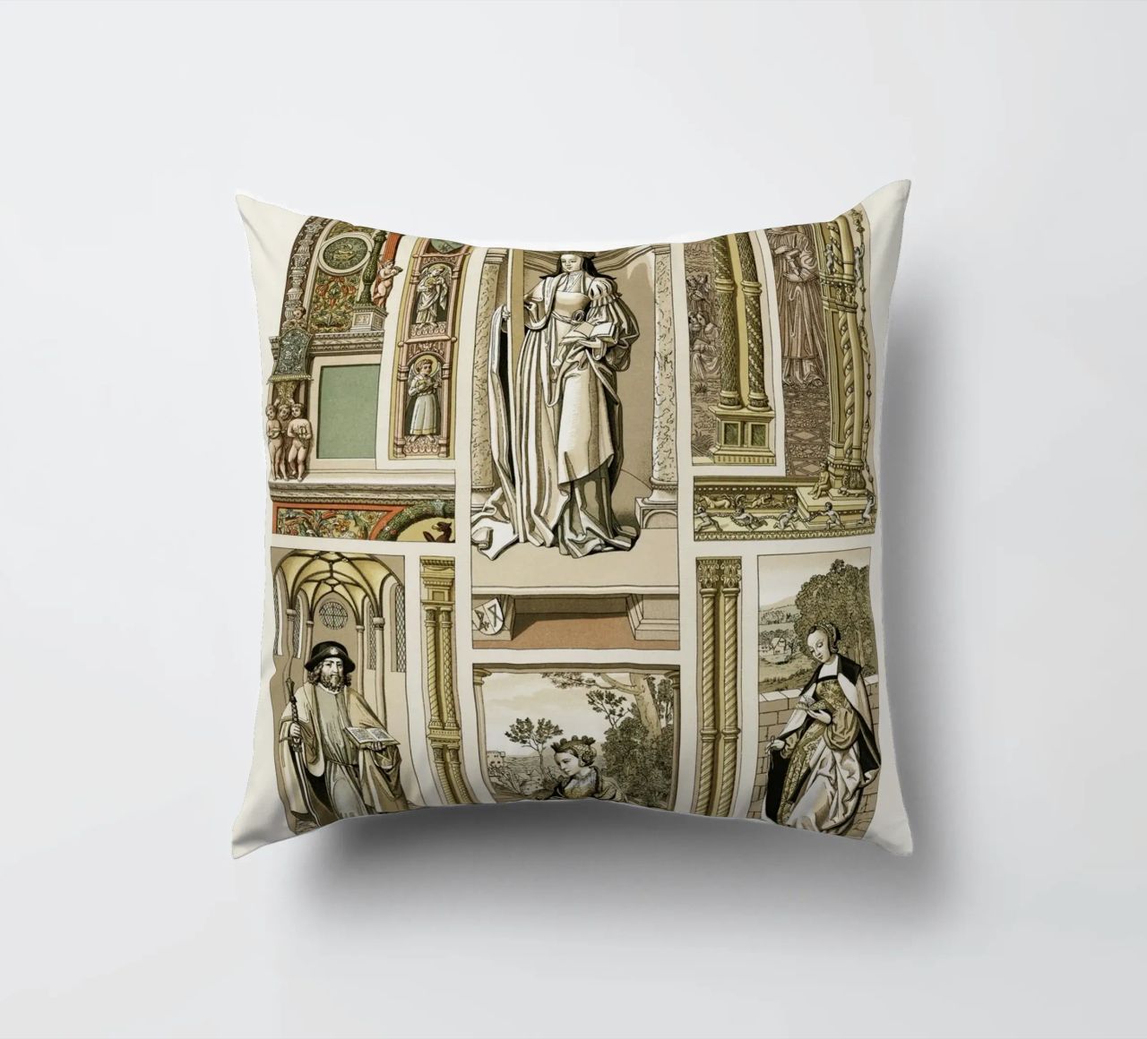 Albert Racine: Renaissance Figures & Architecture - Historic decorative cushion by ClubArt
