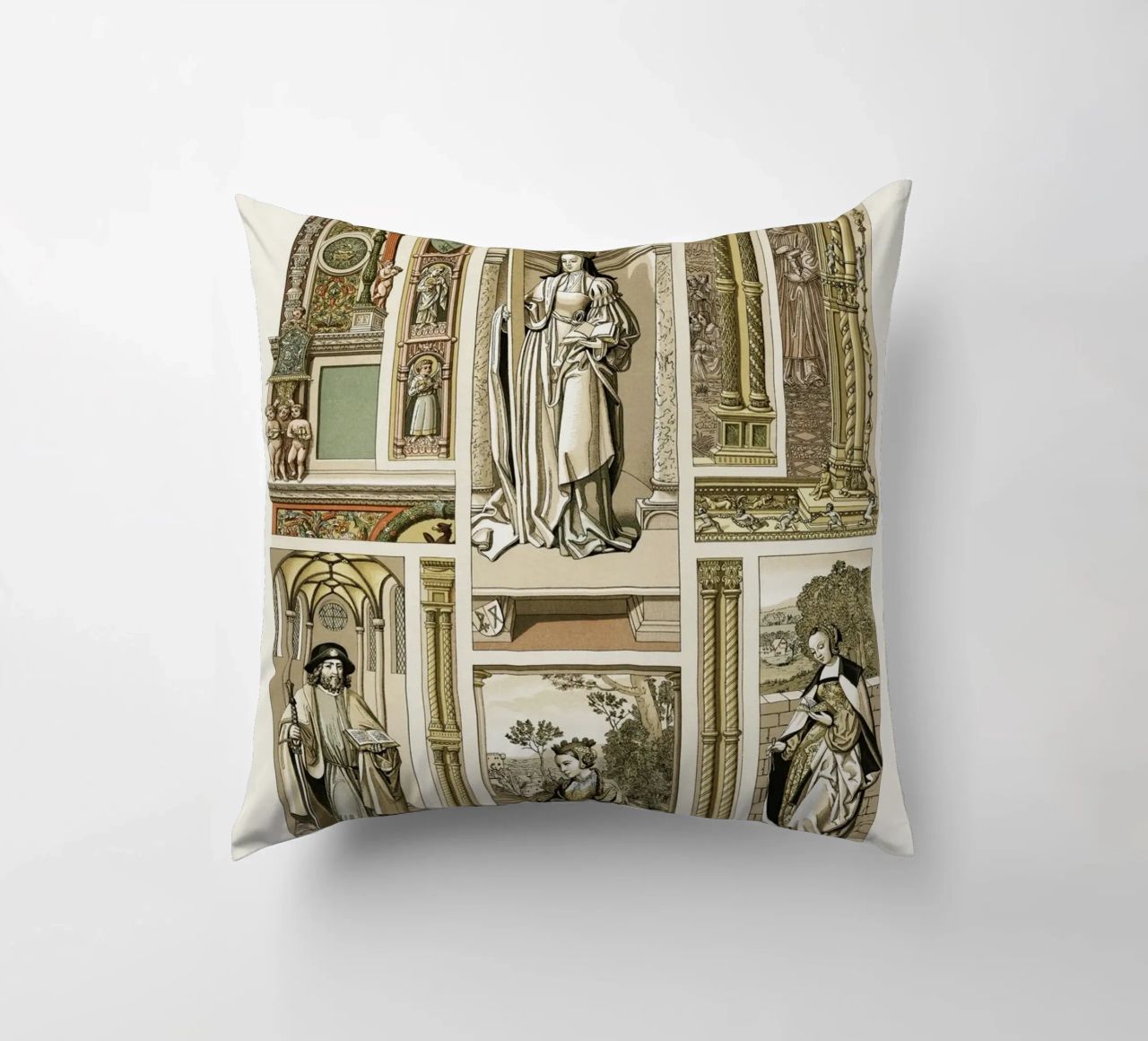 Albert Racine: Renaissance Figures & Architecture - Historic decorative cushion by ClubArt