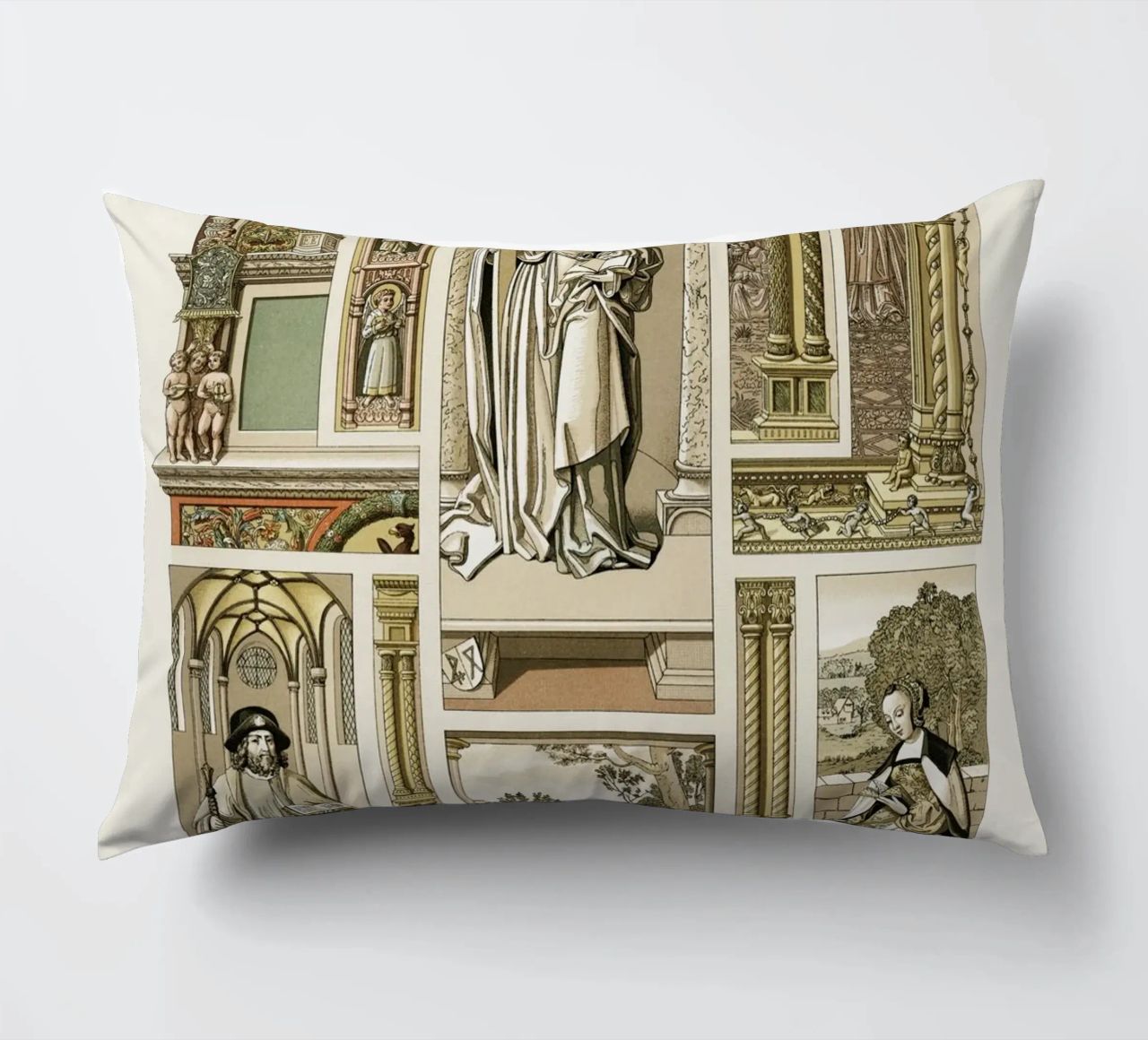 Albert Racine: Renaissance Figures & Architecture - Historic decorative cushion by ClubArt