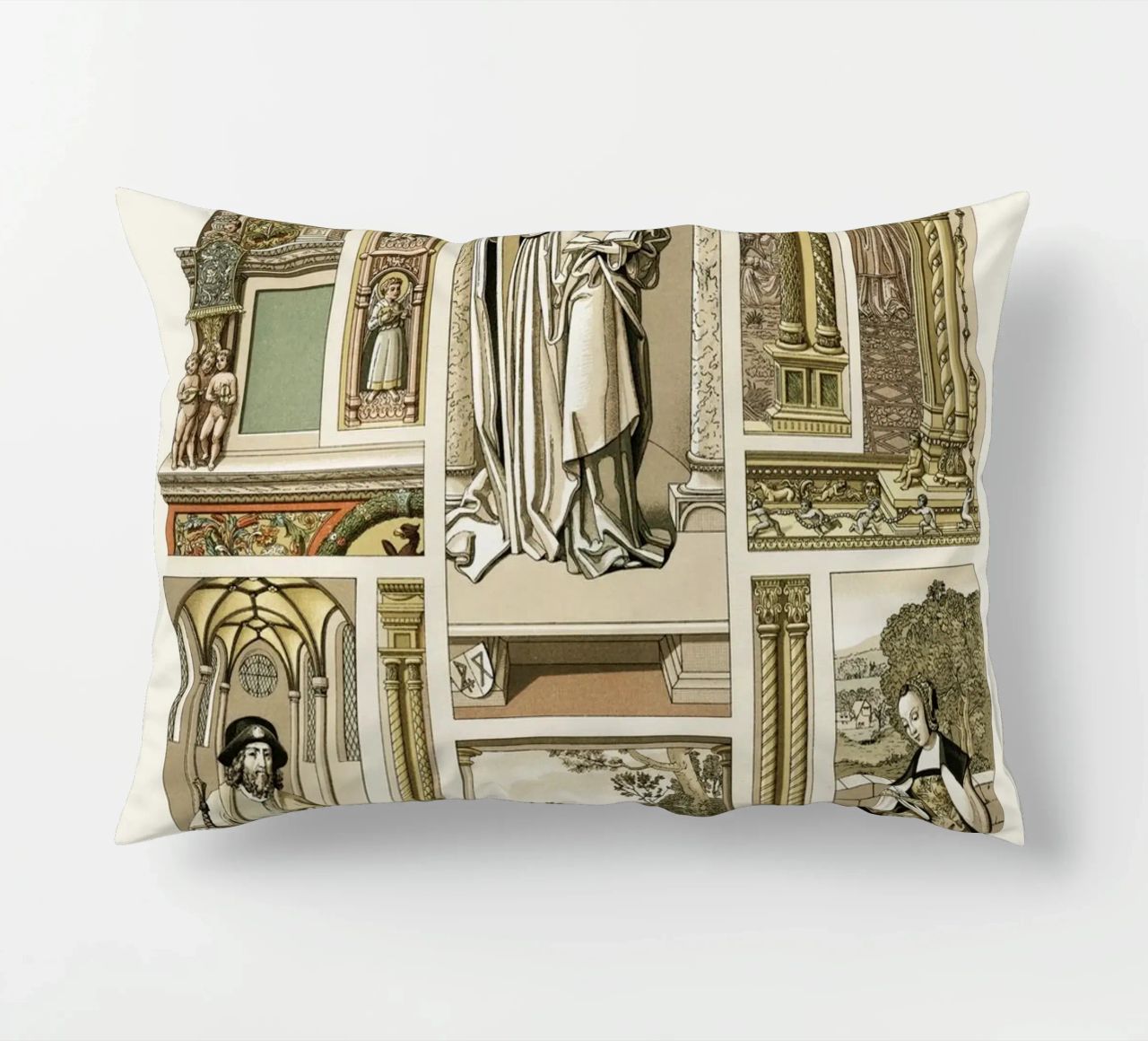 Albert Racine: Renaissance Figures & Architecture - Historic decorative cushion by ClubArt