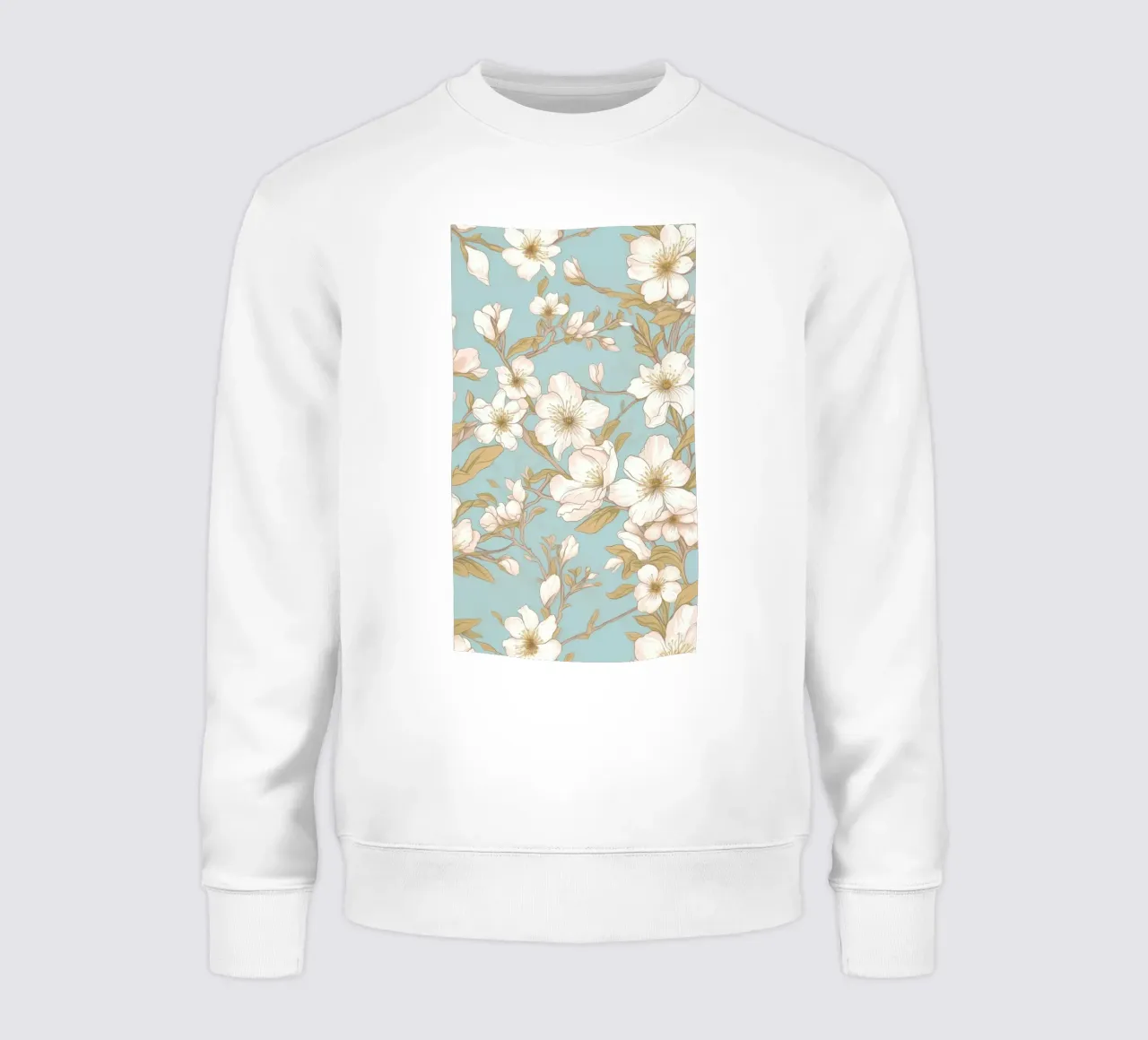Sakura Blossom Pattern - Blue & White Floral, Spring Aesthet sweatshirt by ClubArt