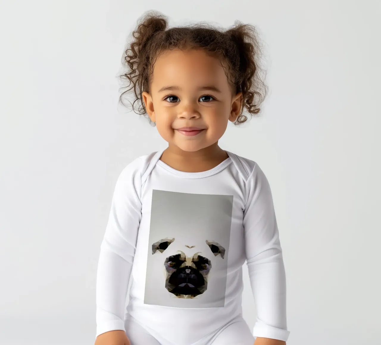 Pug 2014 long-sleeve baby romper by Three Of The Possessed