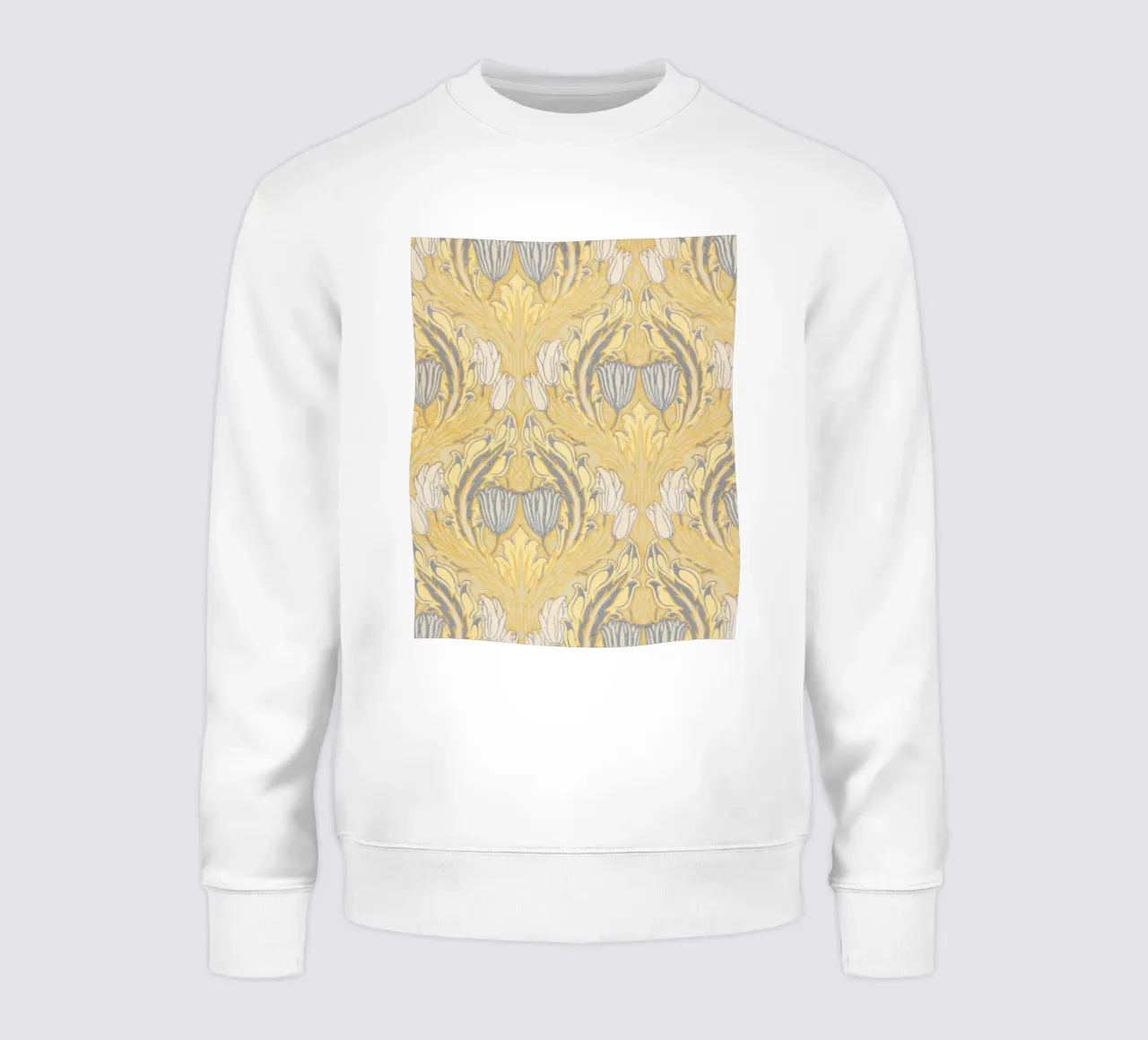 Walter Crane Zijwand: Arts & Crafts Bloemen - Geel & Grijs sweatshirt van ClubArt