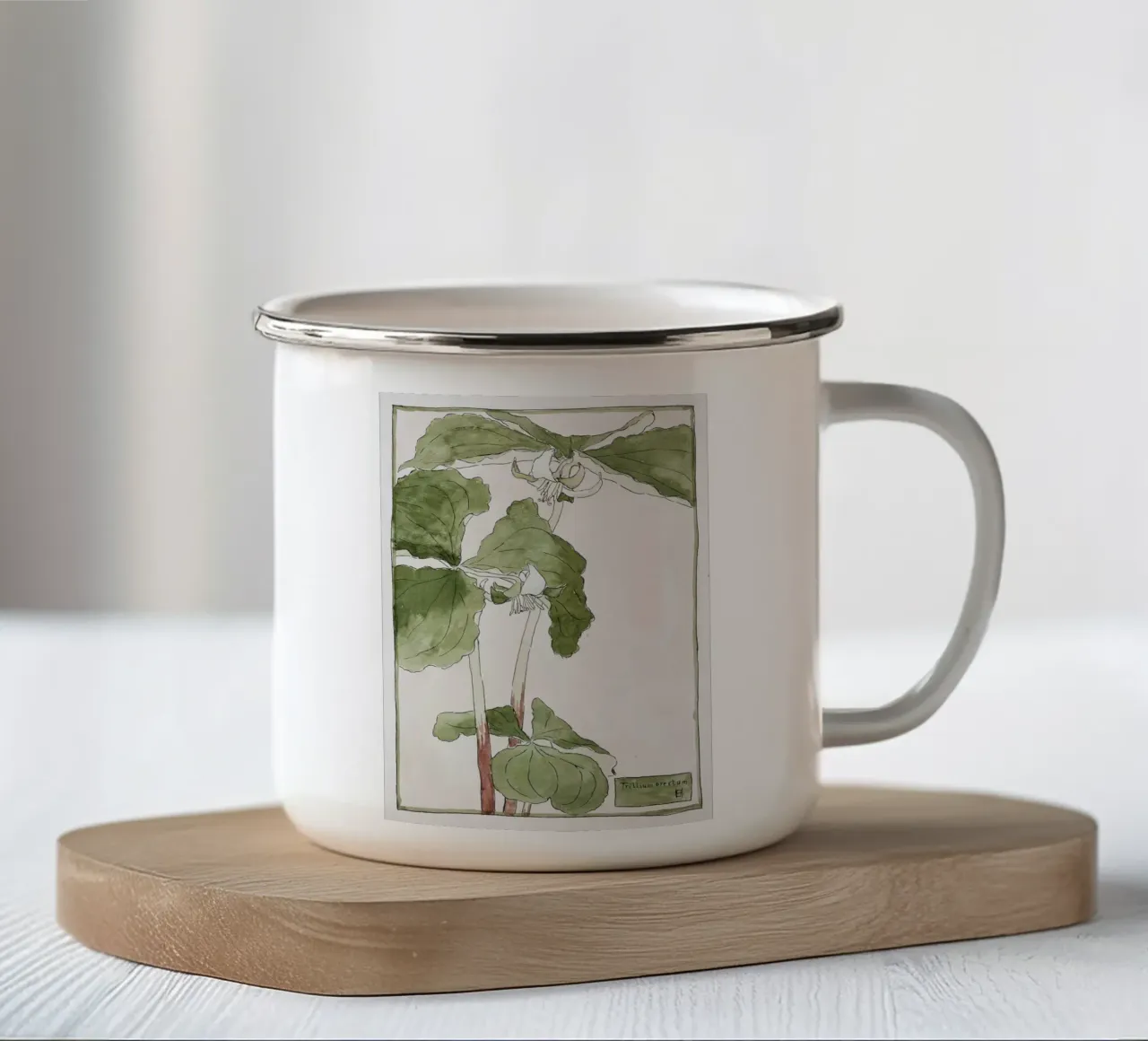 Hannah Overbeck: Trillium Erectum - Arti e Mestieri Botanici tazza in smalto da ClubArt