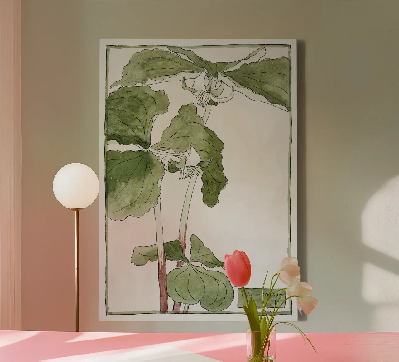 Hannah Overbeck: Trillium Erectum - Arti e Mestieri Botanici tela con Cornice a cassetta da ClubArt