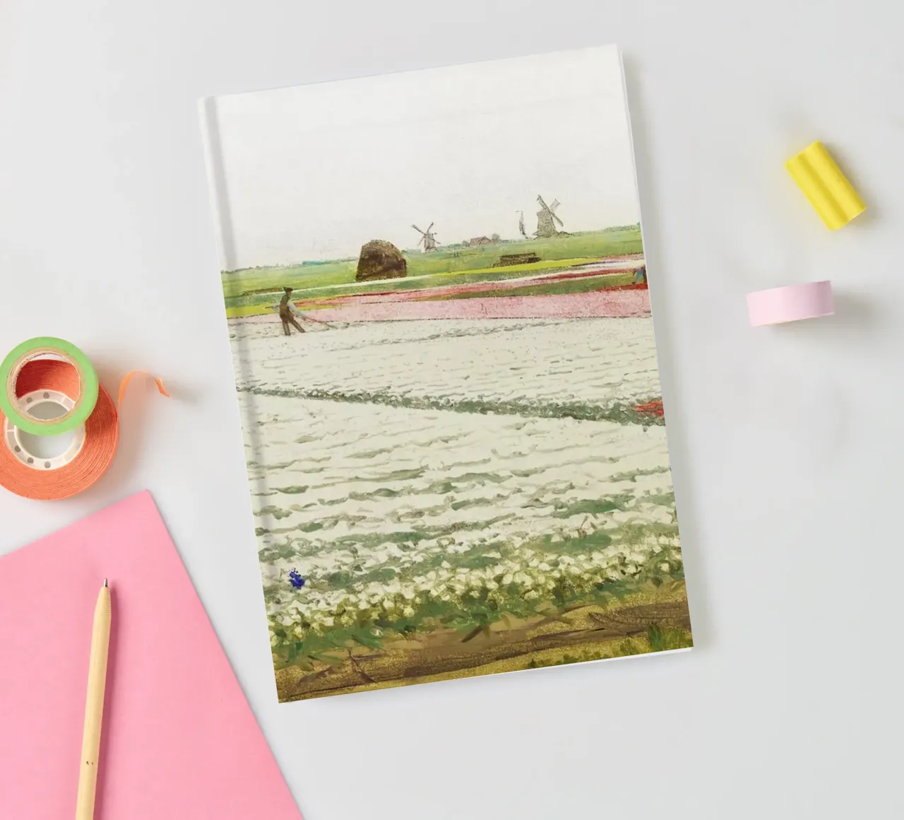 Dijsselhof: Tulip Fields - Dutch Impressionist Landscape Art notebook by ClubArt