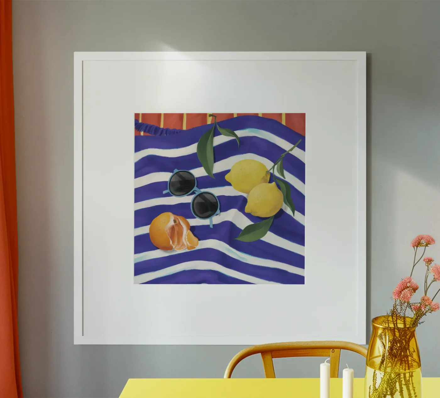 Azurblaue Zitrus Stille Poster von Dawn Light