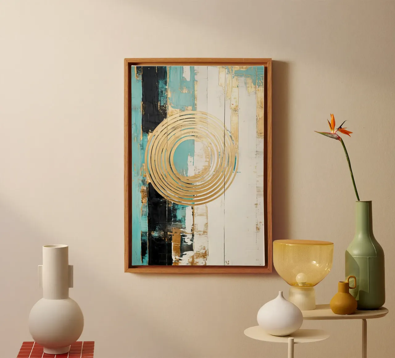 ABSTRACT KUNST Maanlicht canvas met Baklijst van Melanie Viola