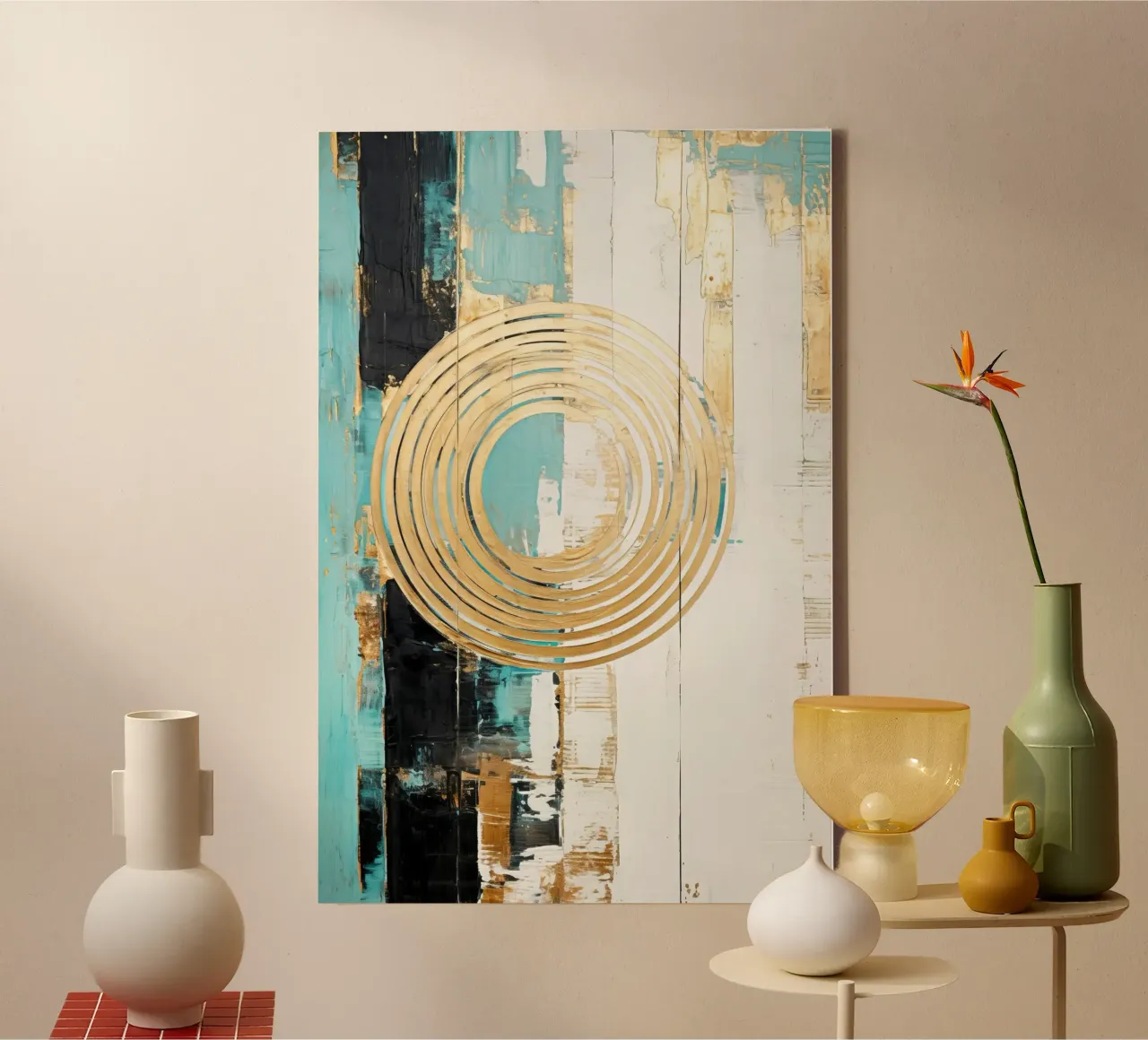 ABSTRACT KUNST Maanlicht canvas met Baklijst van Melanie Viola
