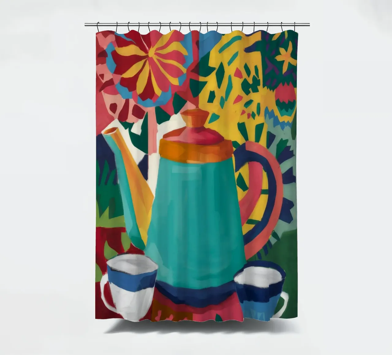 Ember Kissed Teatime shower curtain by Dawn Light