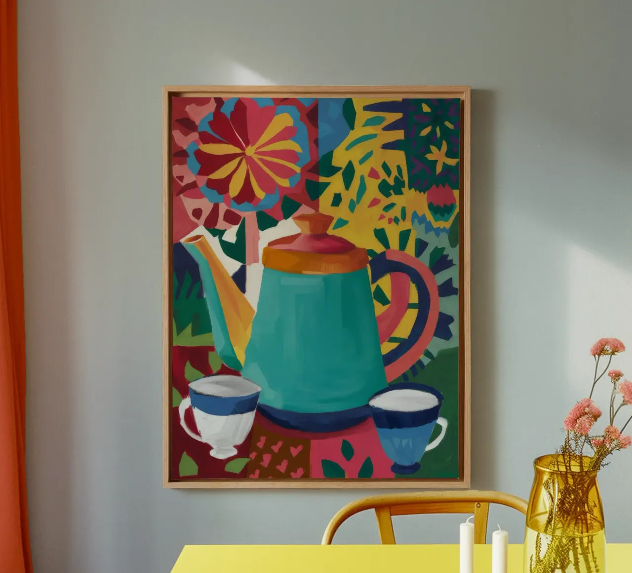 Ember Kissed Theetijd canvas met Baklijst van Dawn Light