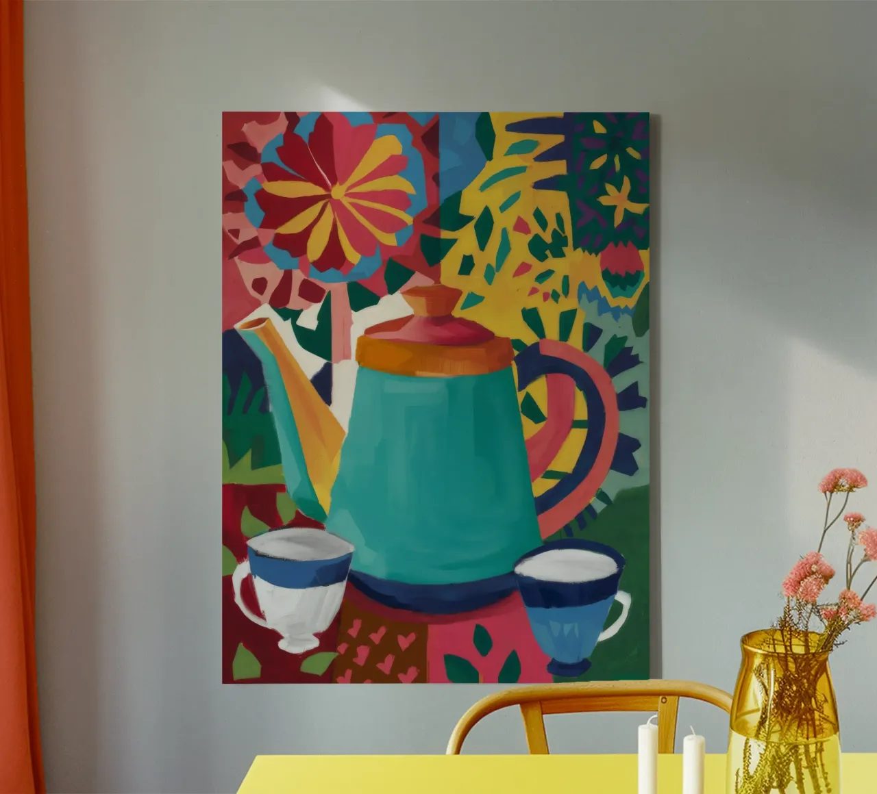 Ember Kissed Theetijd canvas met Baklijst van Dawn Light
