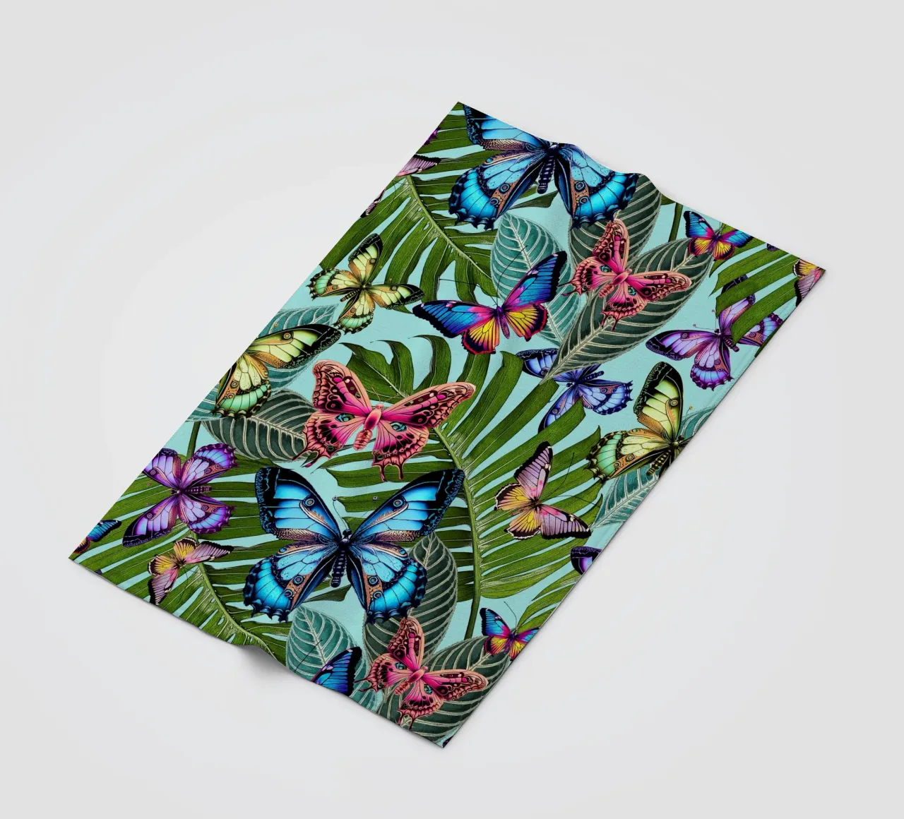 Bright Butterfly Jungle fleece blanket by Nina May Design Studio