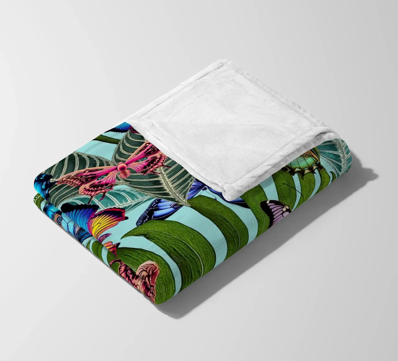 Bright Butterfly Jungle fleece blanket by Nina May Design Studio