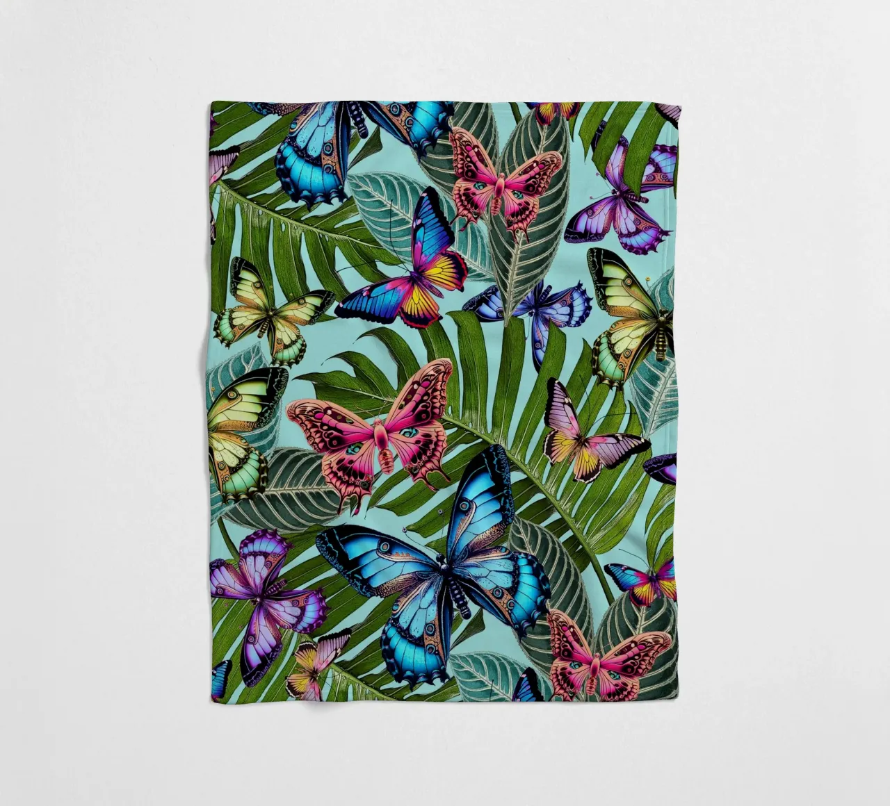 Bright Butterfly Jungle fleece blanket by Nina May Design Studio